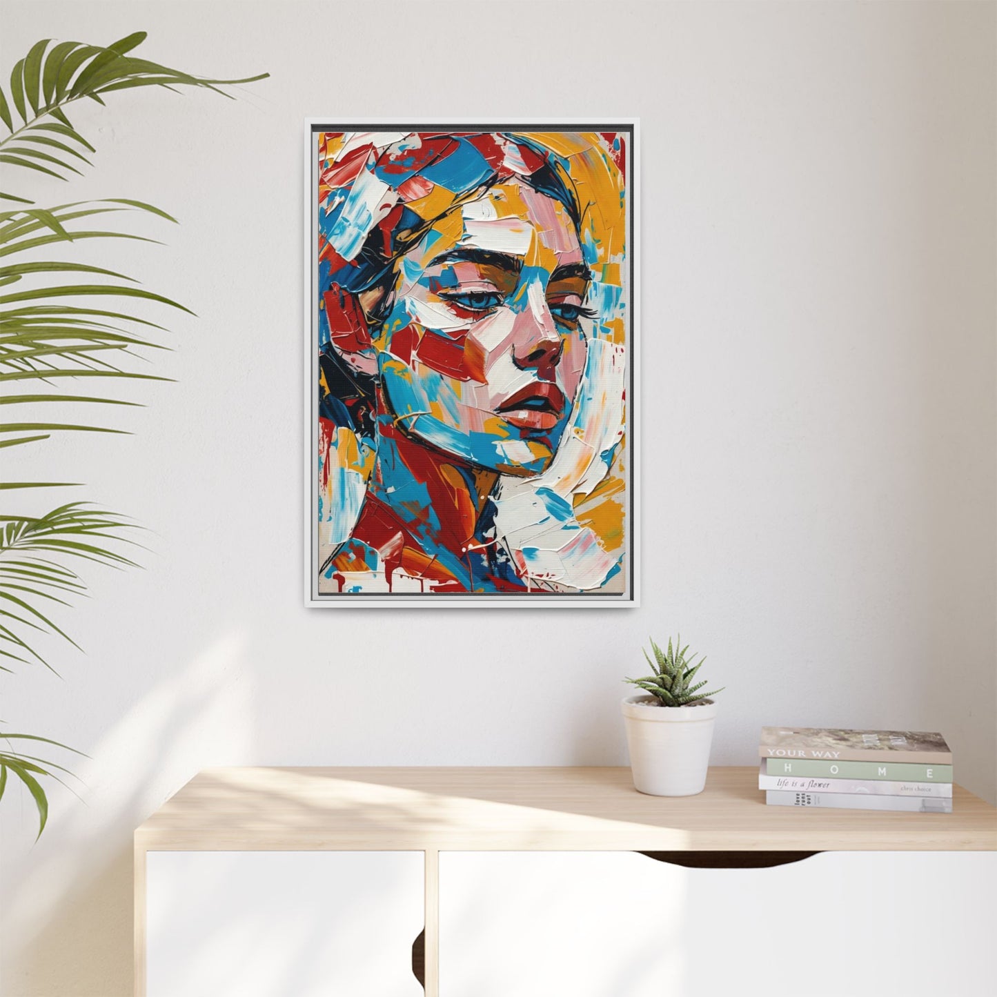 Colorful Abstract Portrait Framed Canvas Print