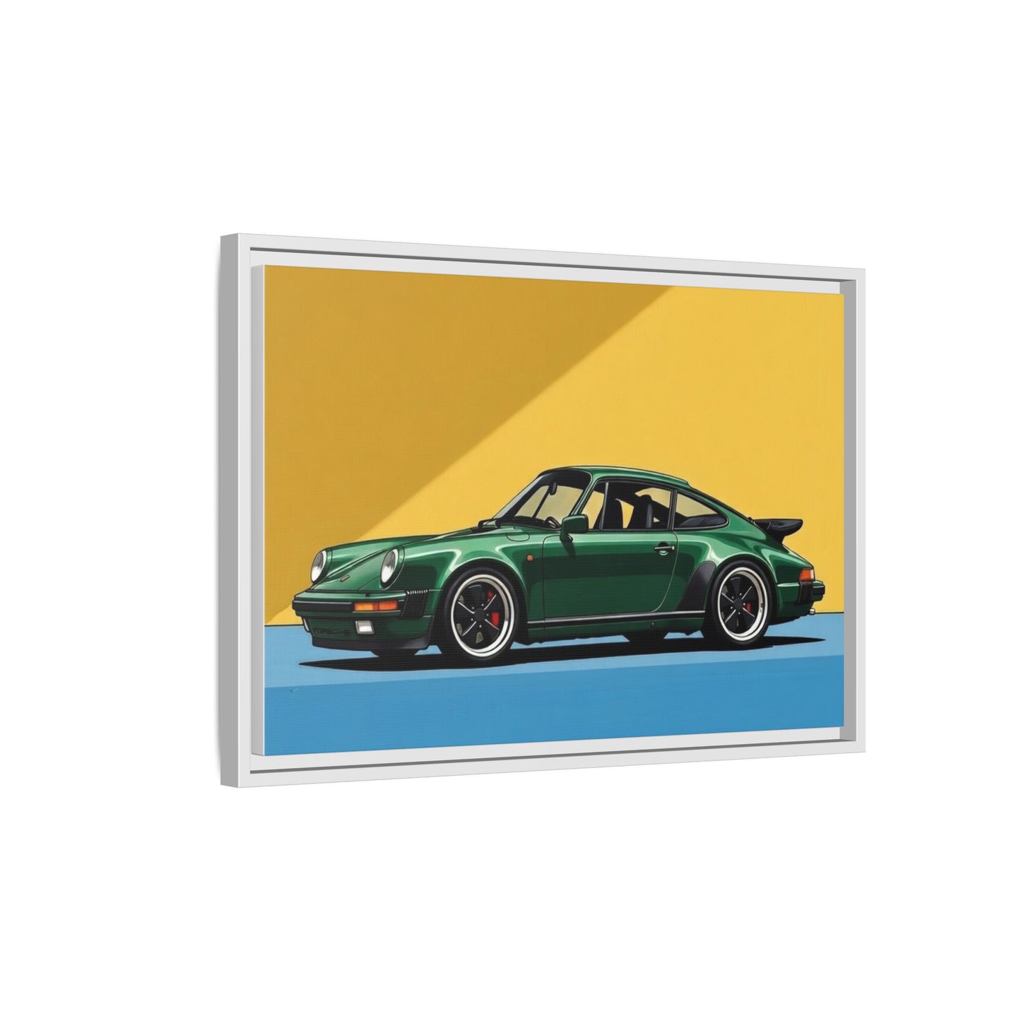 Framed Matte Canvas — Green Sports Car Wall Art