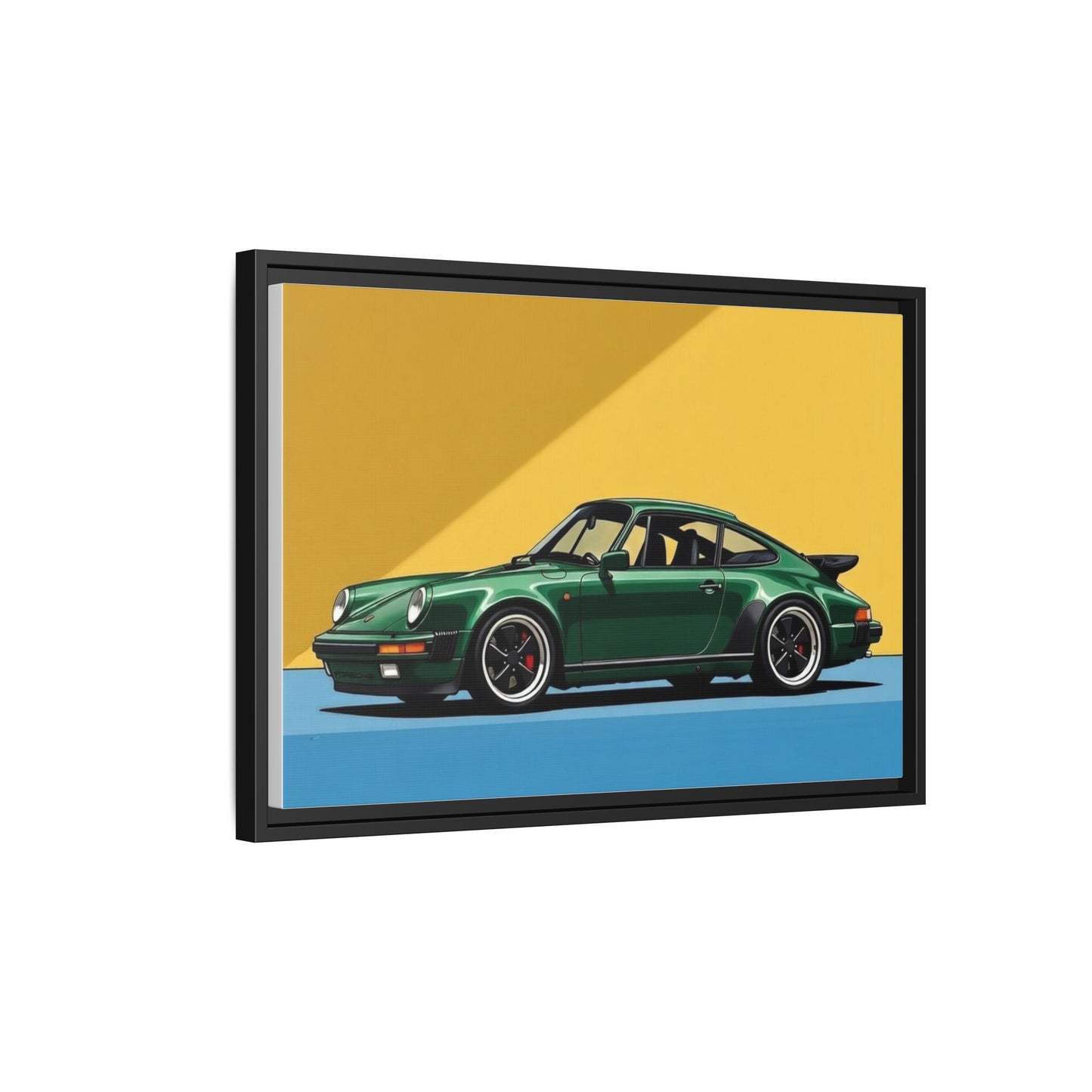 Framed Matte Canvas — Green Sports Car Wall Art