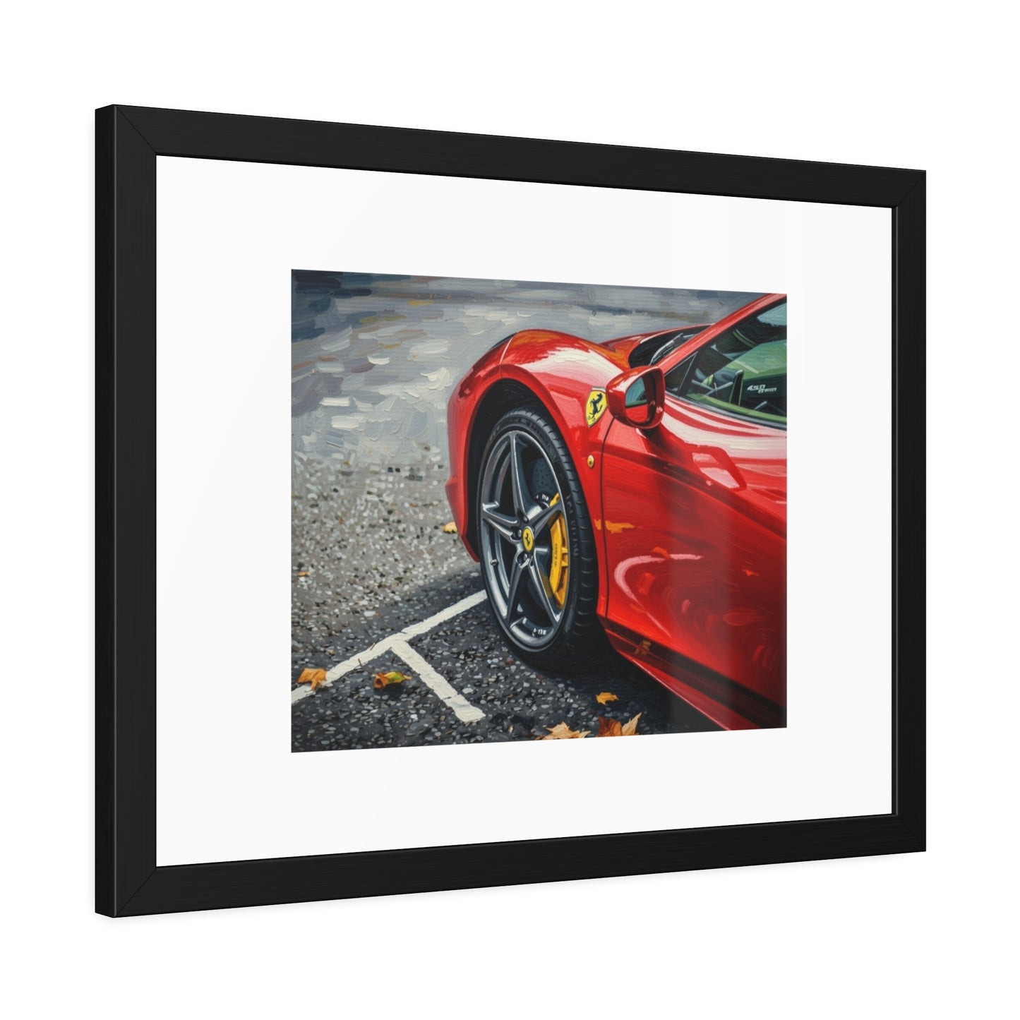 Framed Poster - Red Sports Car Photo, Modern Automotive Wall Art