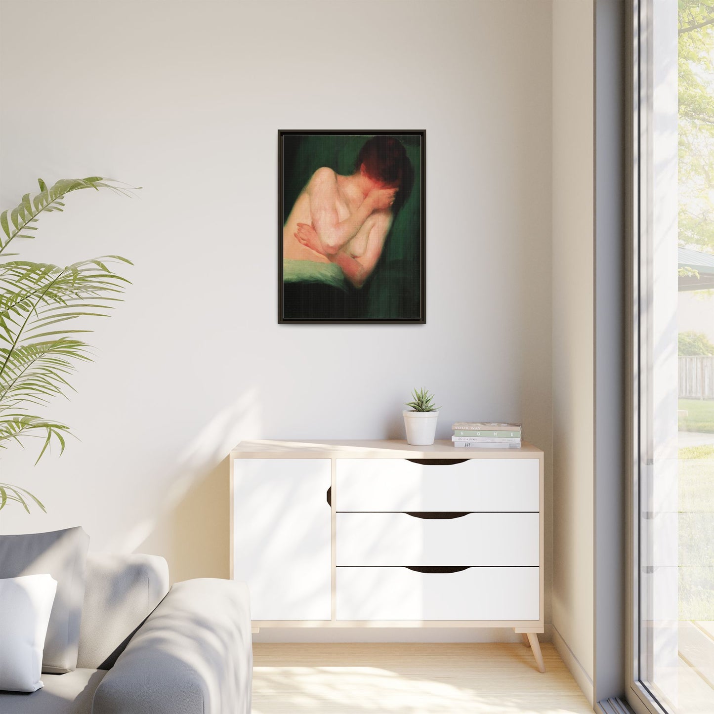 Female Nude by János Vaszary Framed Matte Canvas Wall Art Print