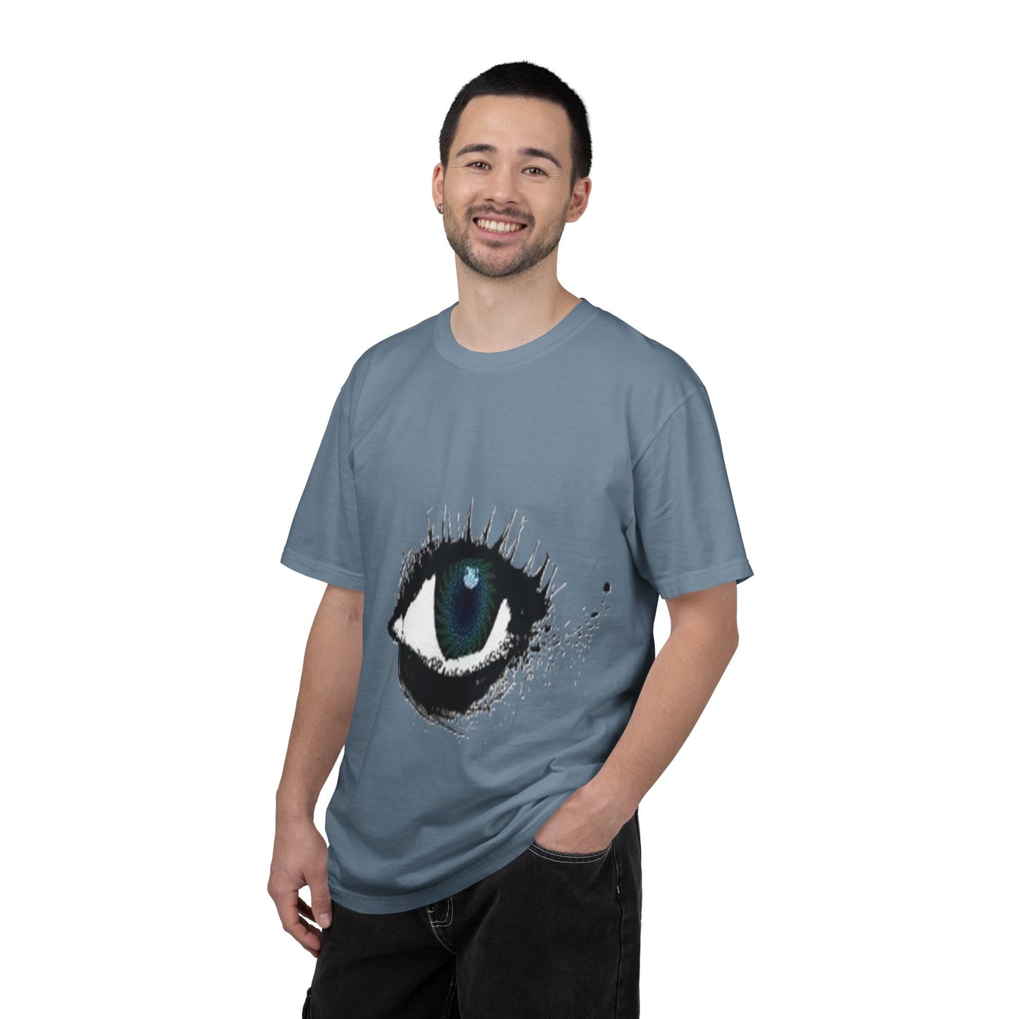 Eye Graphic T-Shirt — Blue Iris Grunge Art Tee