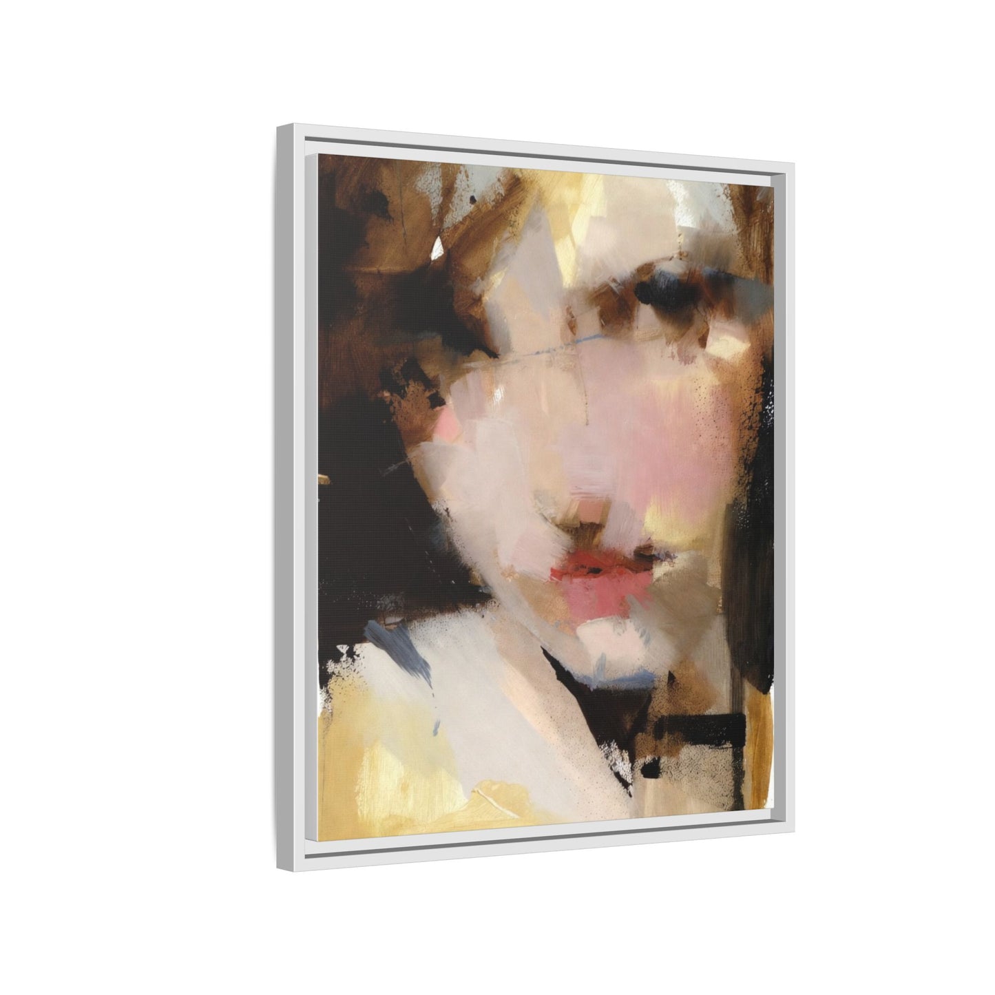 Abstract Portrait Matte Canvas Framed Print — Modern Feminine Wall Art