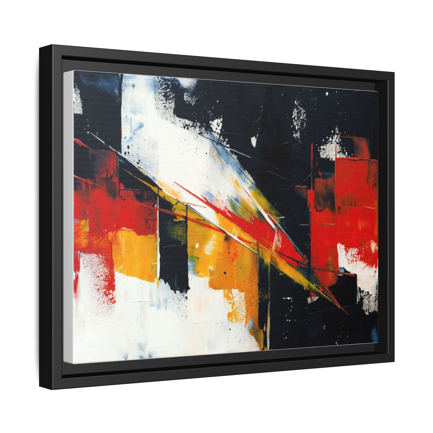 Abstract Red & Black Framed Canvas Print — Modern Geometric Wall Art