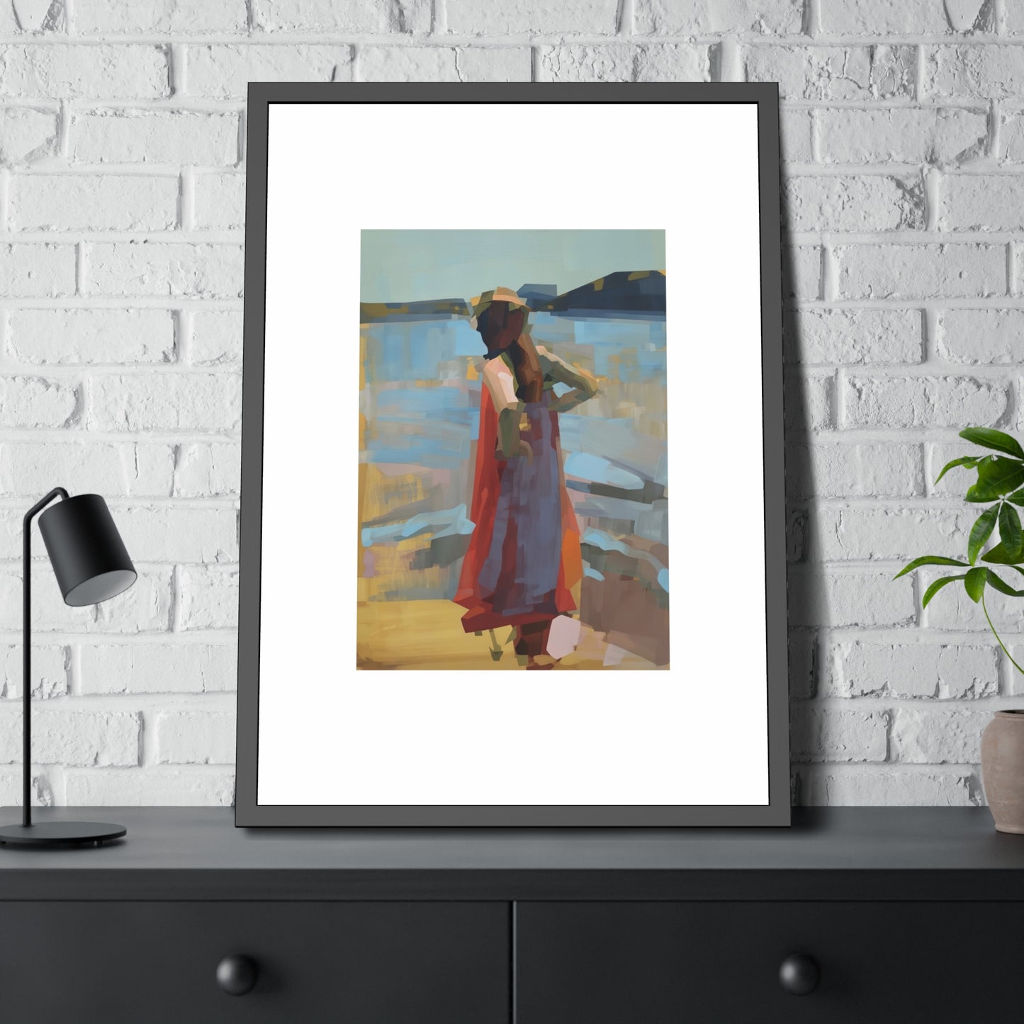 Framed Art Print — Woman at the Shore Impressionist Poster