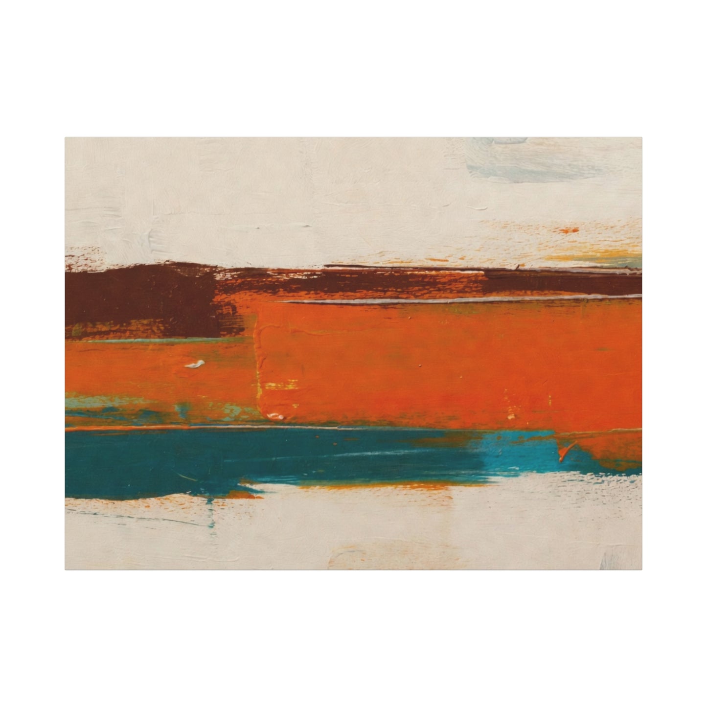 Abstract Orange & Teal Matte Canvas Wall Art — Stretched 1.25"