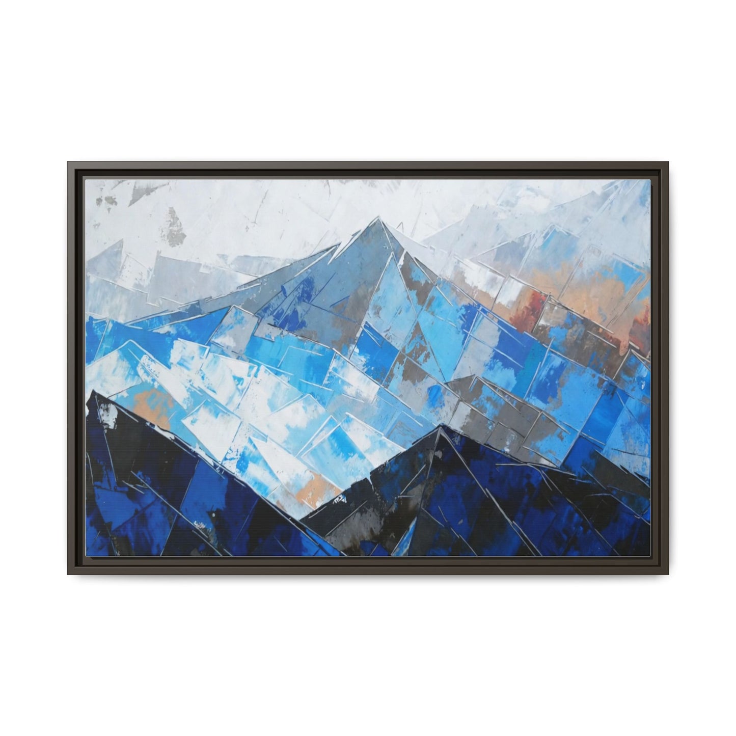Framed Matte Canvas Blue Mountain Abstract Wall Art