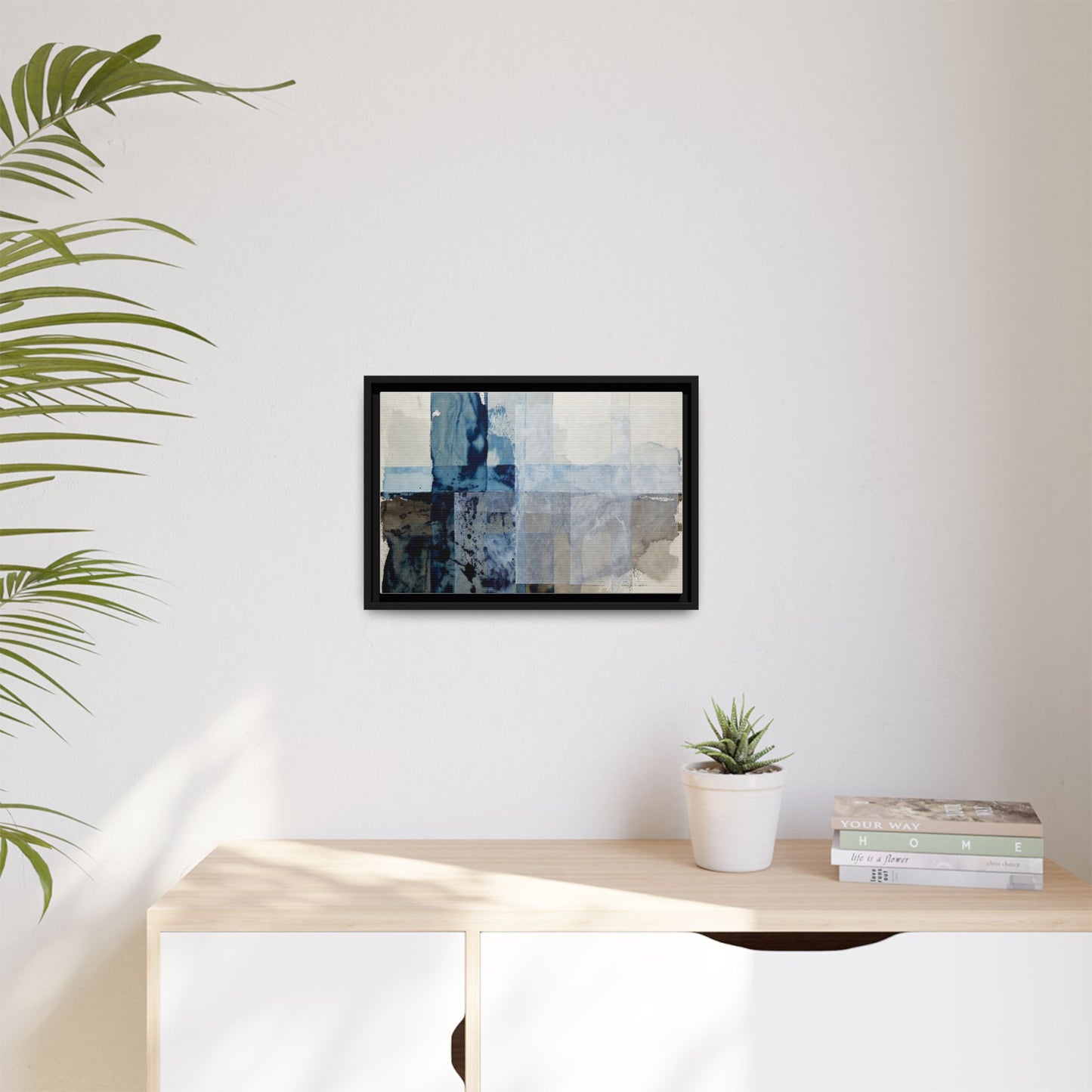 Abstract Coastal Blue Framed Canvas Art