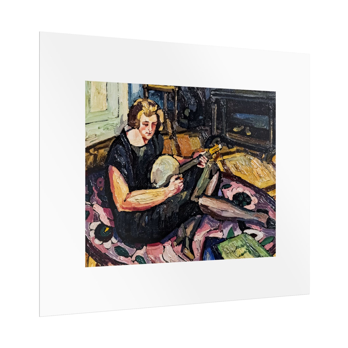 Luce au banjo dans le salon à Rabastens by Georges Gaudion Wall Art Print