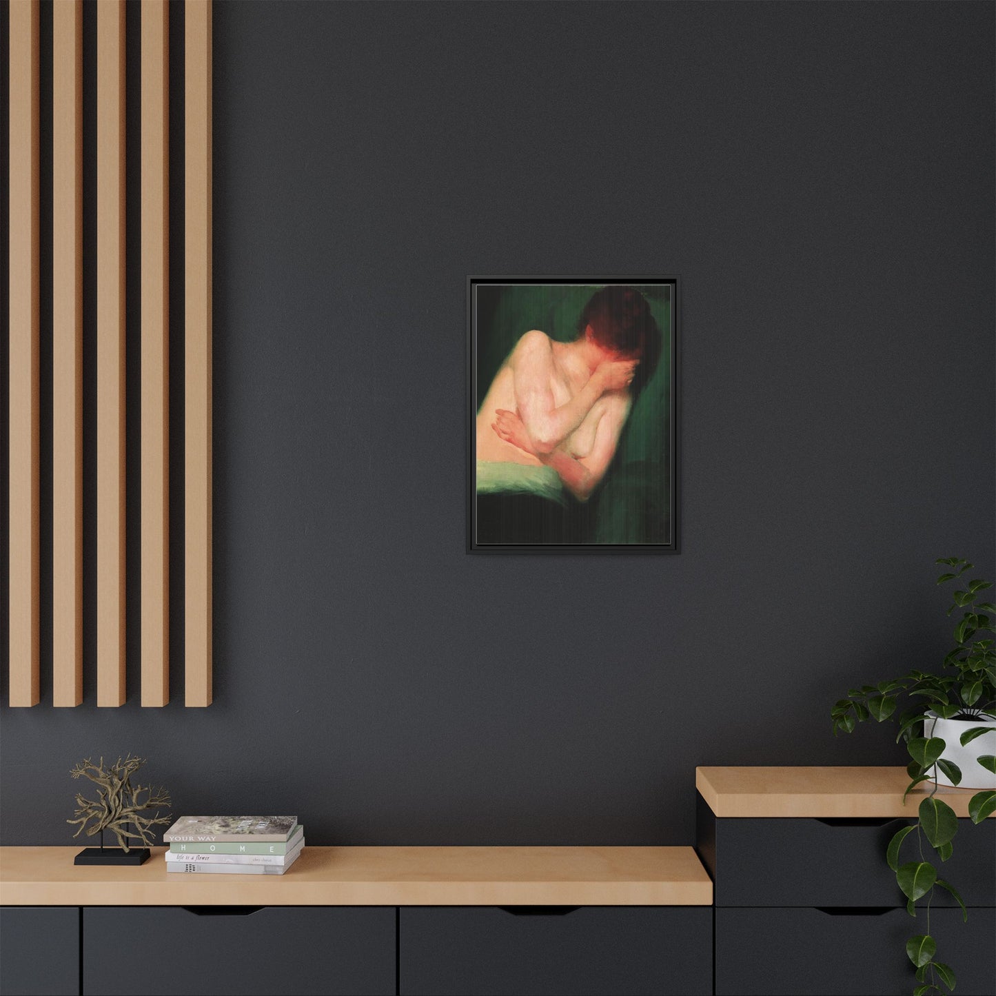 Female Nude by János Vaszary Framed Matte Canvas Wall Art Print