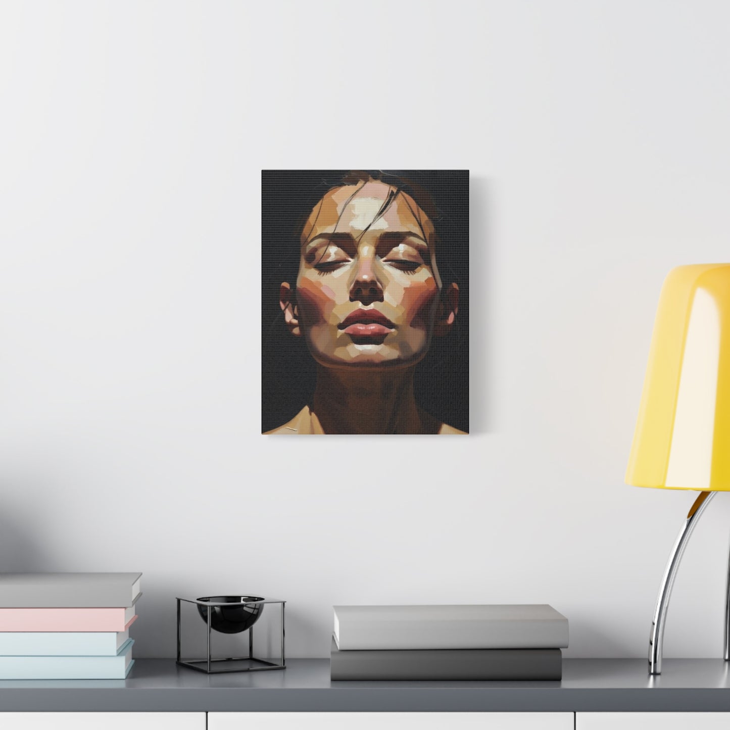 Contemporary Portrait Canvas Print — Meditative Woman Matte Stretched Wall Art