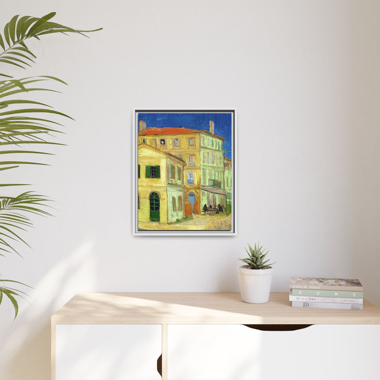 Mediterranean Street Scene Matte Canvas Framed Wall Art