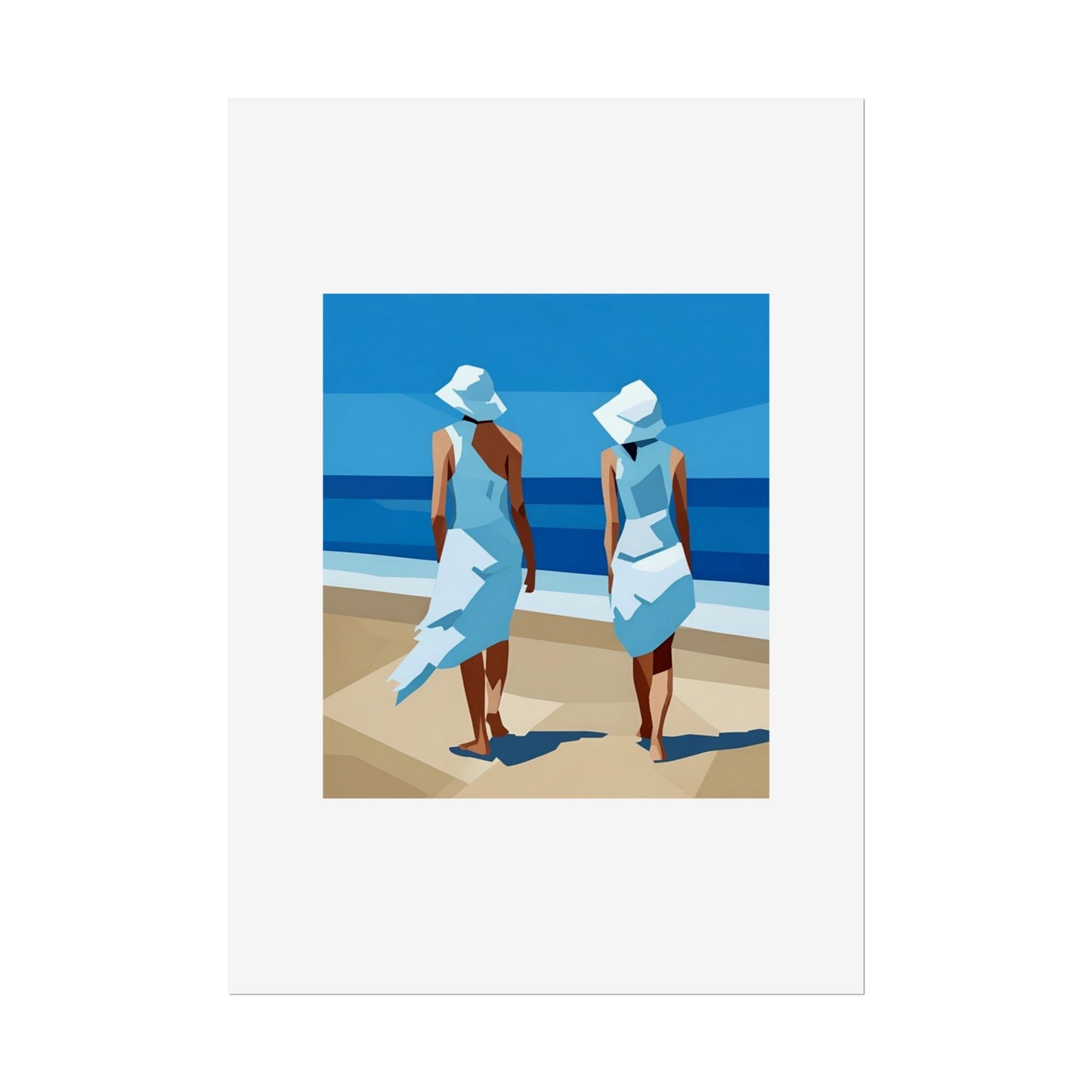 Beach Stroll Art Poster — Minimalist Coastal Print (Rolled Poster)