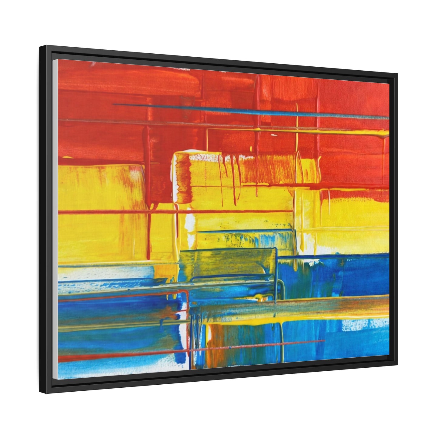 Abstract Multi-Color Framed Canvas Art — Modern Geometric Wall Decor