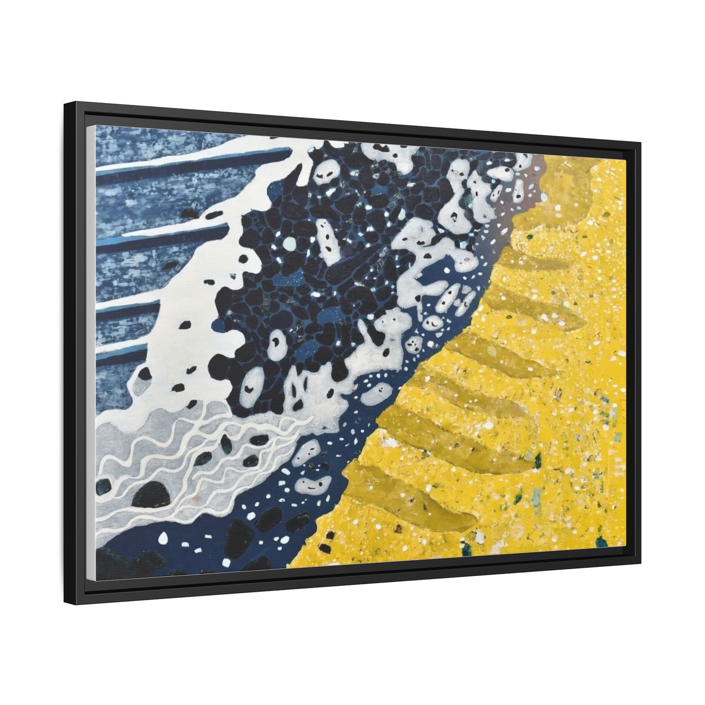 Framed Abstract Ocean & Sand Matte Canvas Print