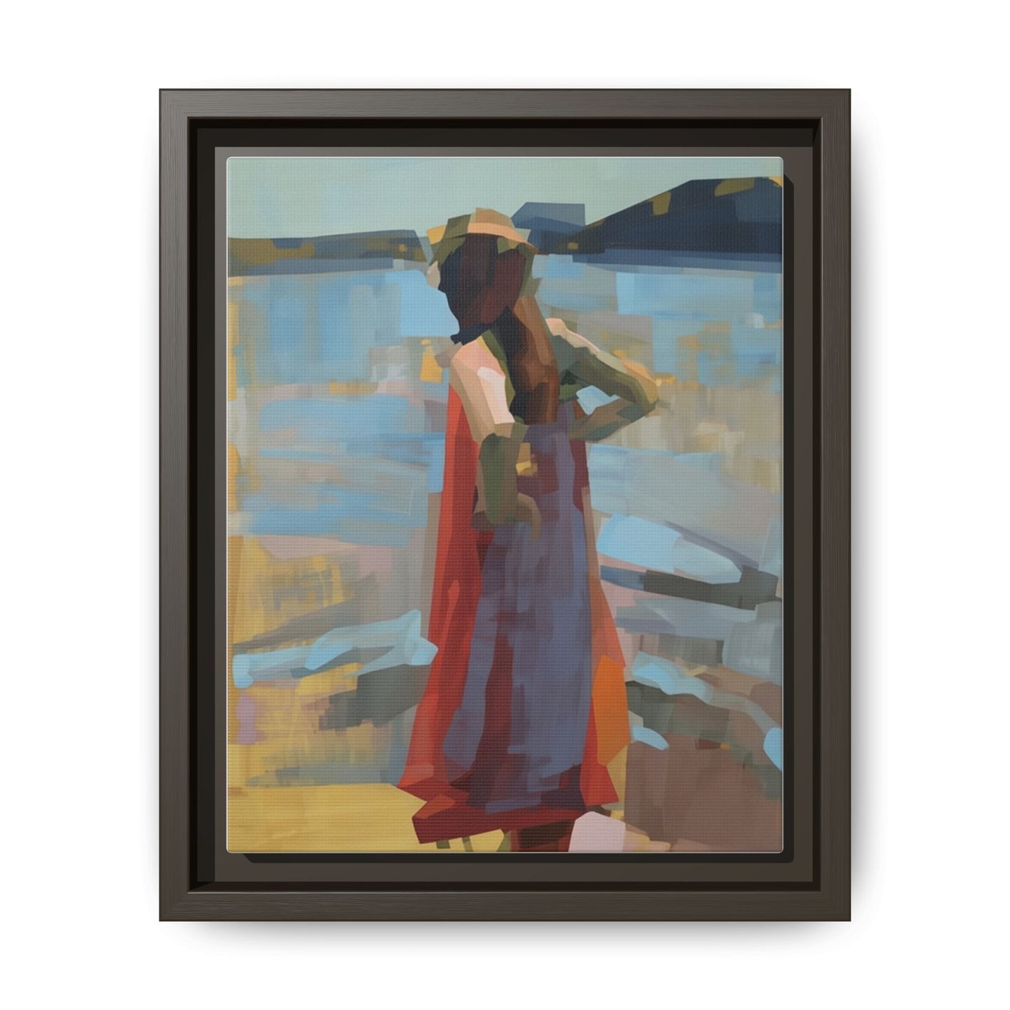 Framed Matte Canvas Print — Coastal Woman Abstract Art
