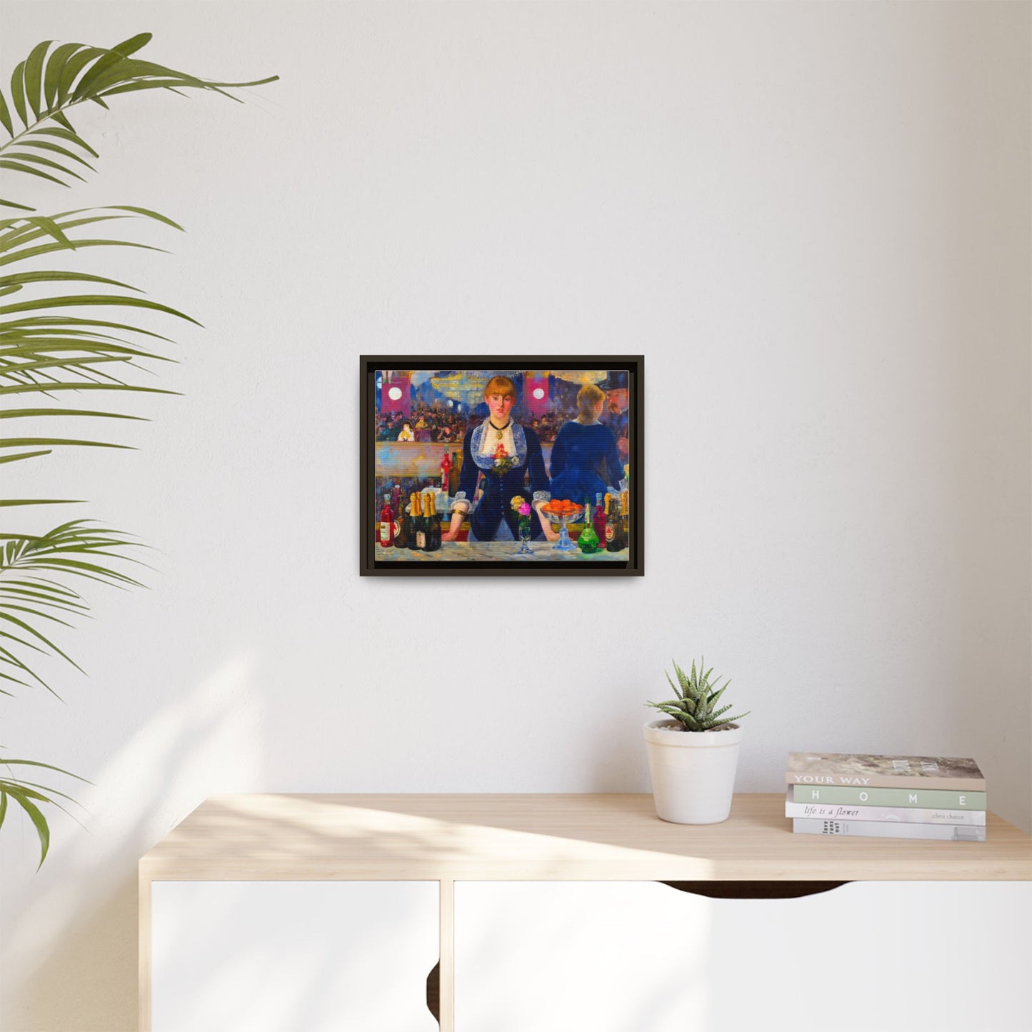 Framed Matte Canvas Print — Vintage Parisian Bar Scene