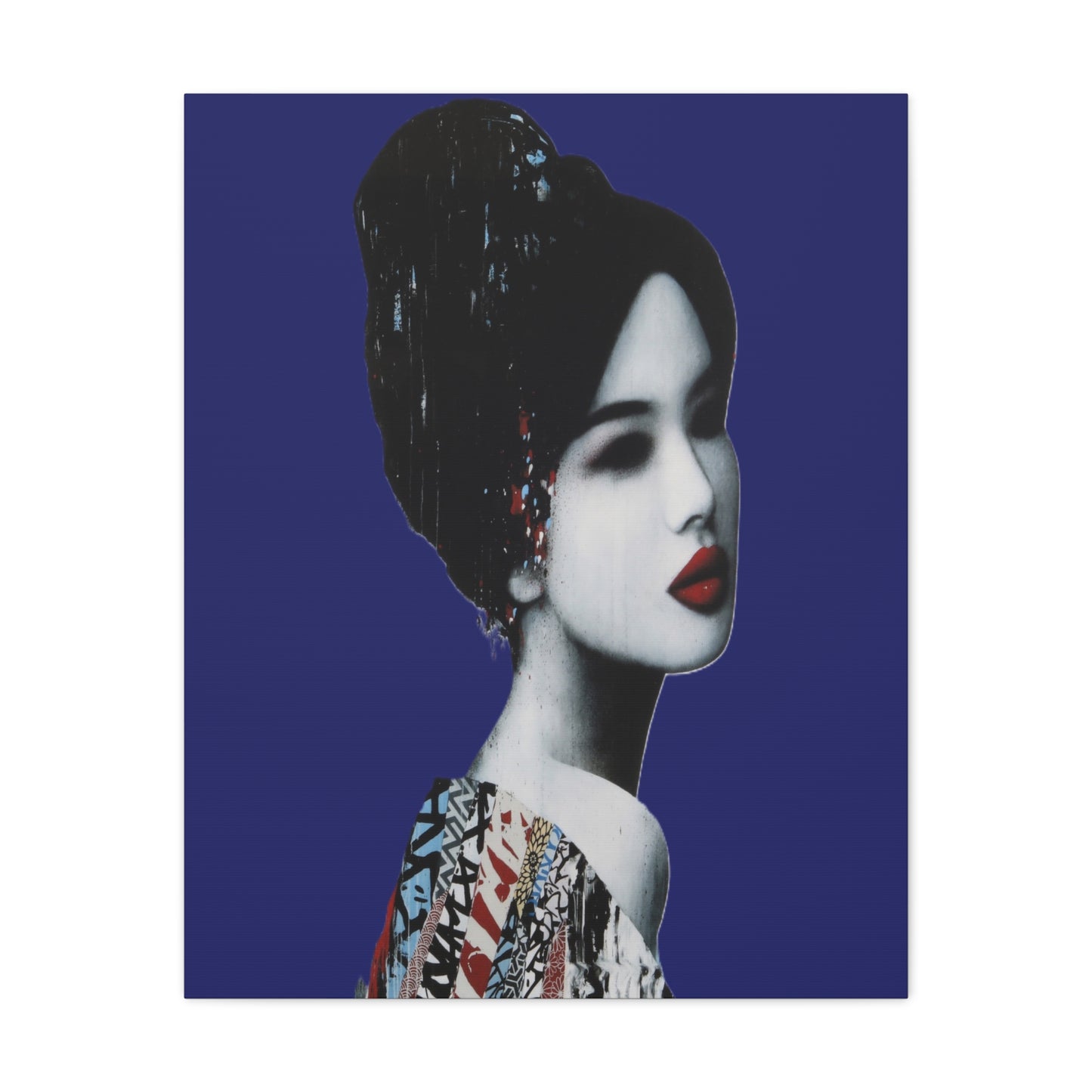Geisha Portrait Matte Canvas Print — Modern Asian-Inspired Wall Art