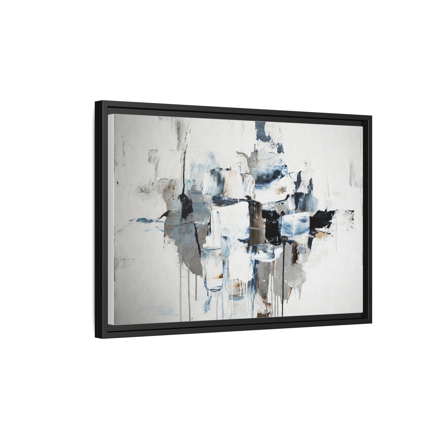 Framed Abstract Canvas Art — Blue Neutral Modern Wall Print