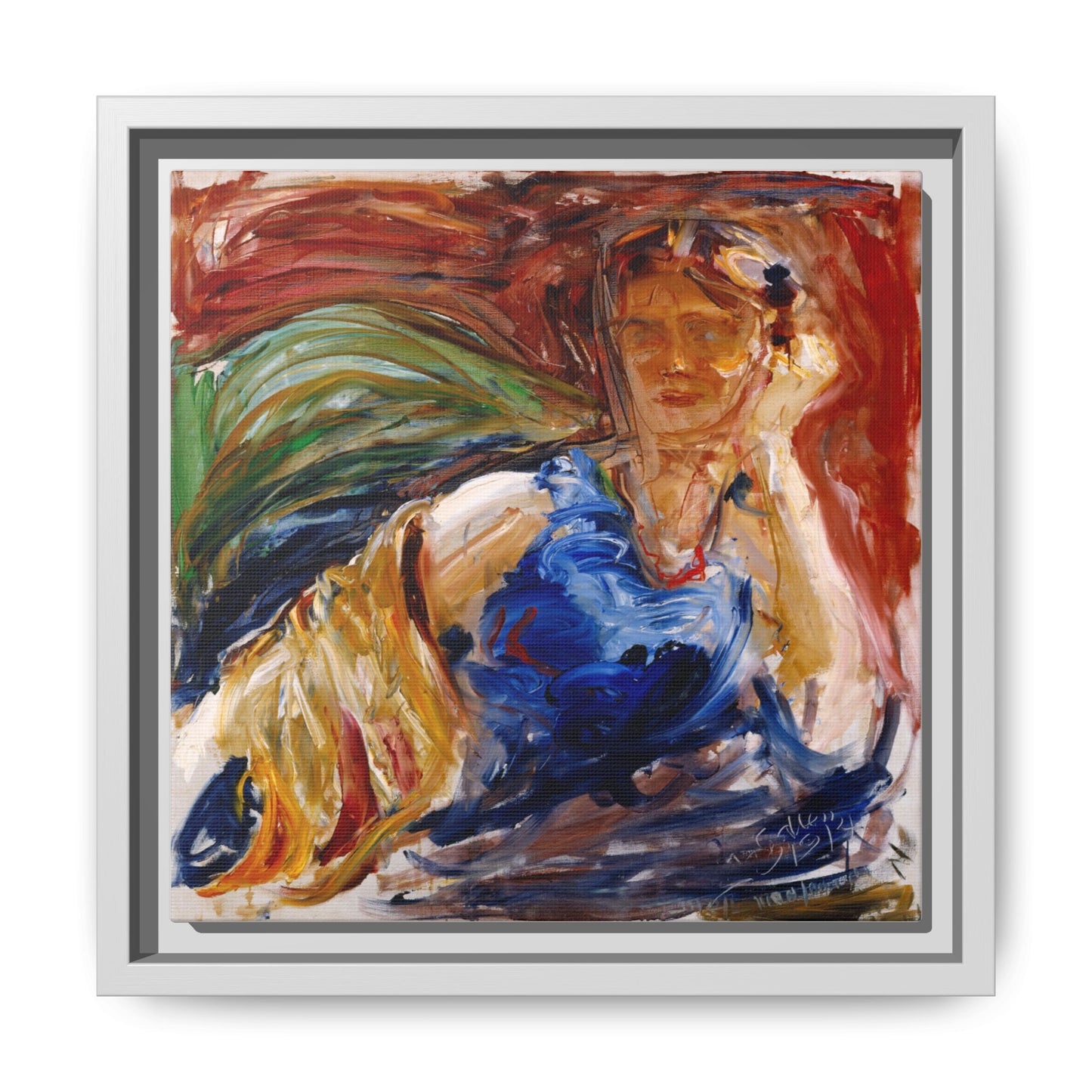 Portrait of hyllis Sjostrom by Akseli Gallen-Kallela Canvas Matte Framed Wall Art Print
