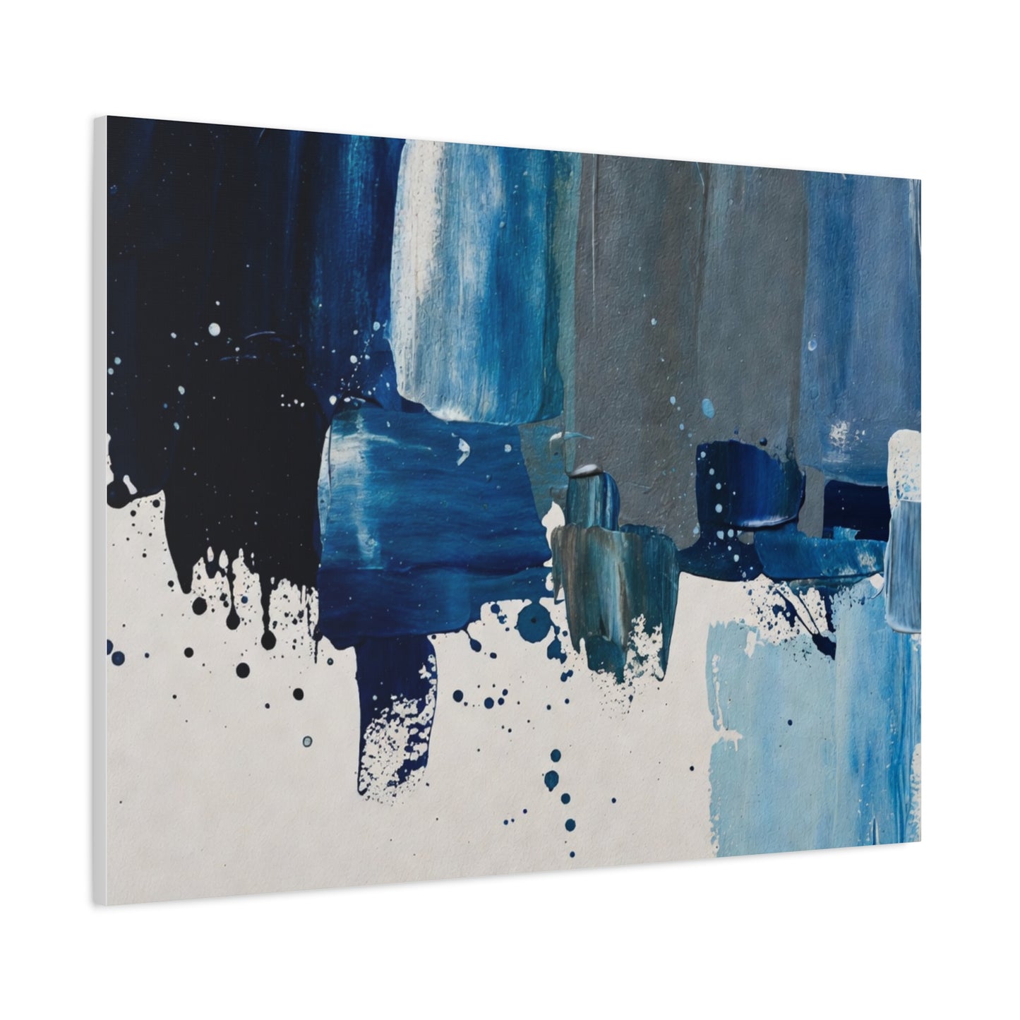 Blue Abstract Canvas Wall Art – Modern Matte Stretched Canvas