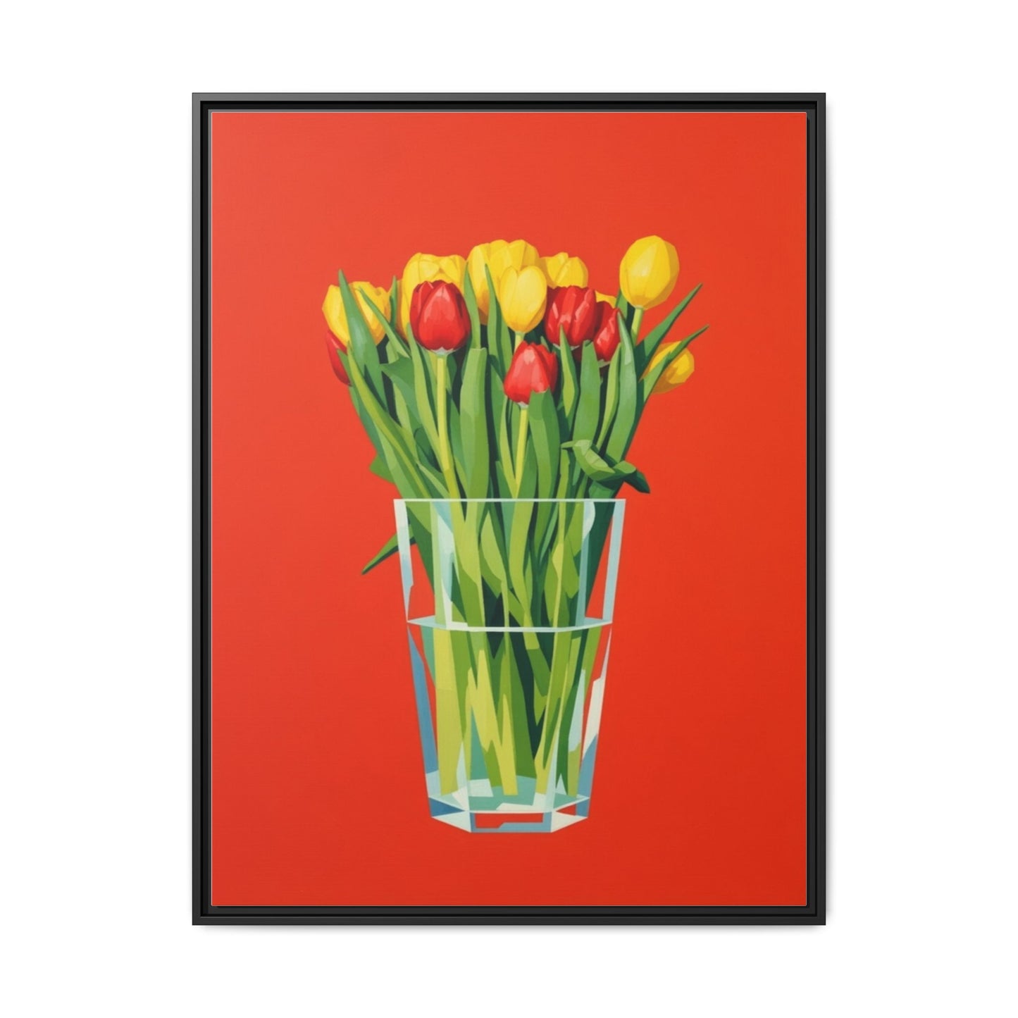 Framed Tulip Bouquet Matte Canvas Art — Vibrant Red Floral Wall Print