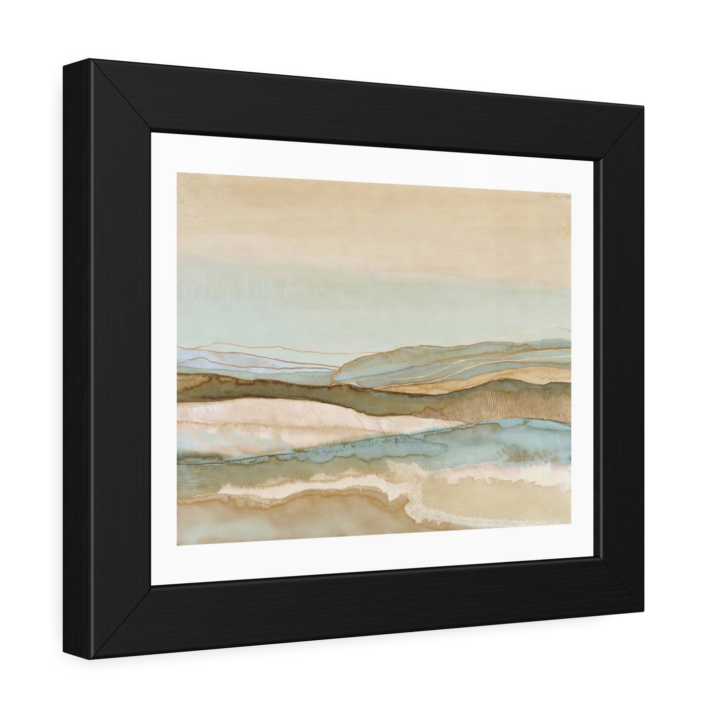 Framed Abstract Landscape Poster — Coastal Watercolor Wall Art