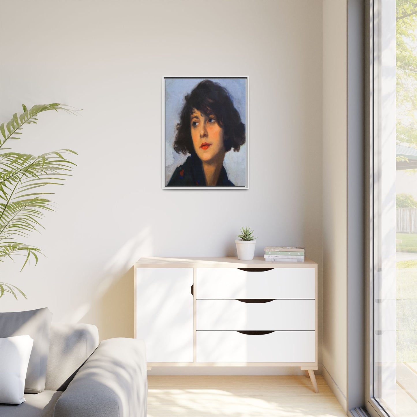 Mulher do chale verde (cropped) by Cyprien Eugene Boulet Framed Matte Canvas Print