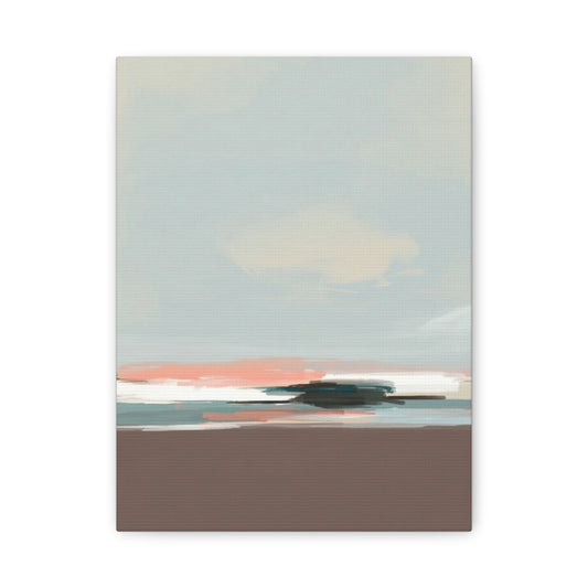 Coastal Abstract Canvas Art – Soft Pastel Seascape Matte Stretched Canvas