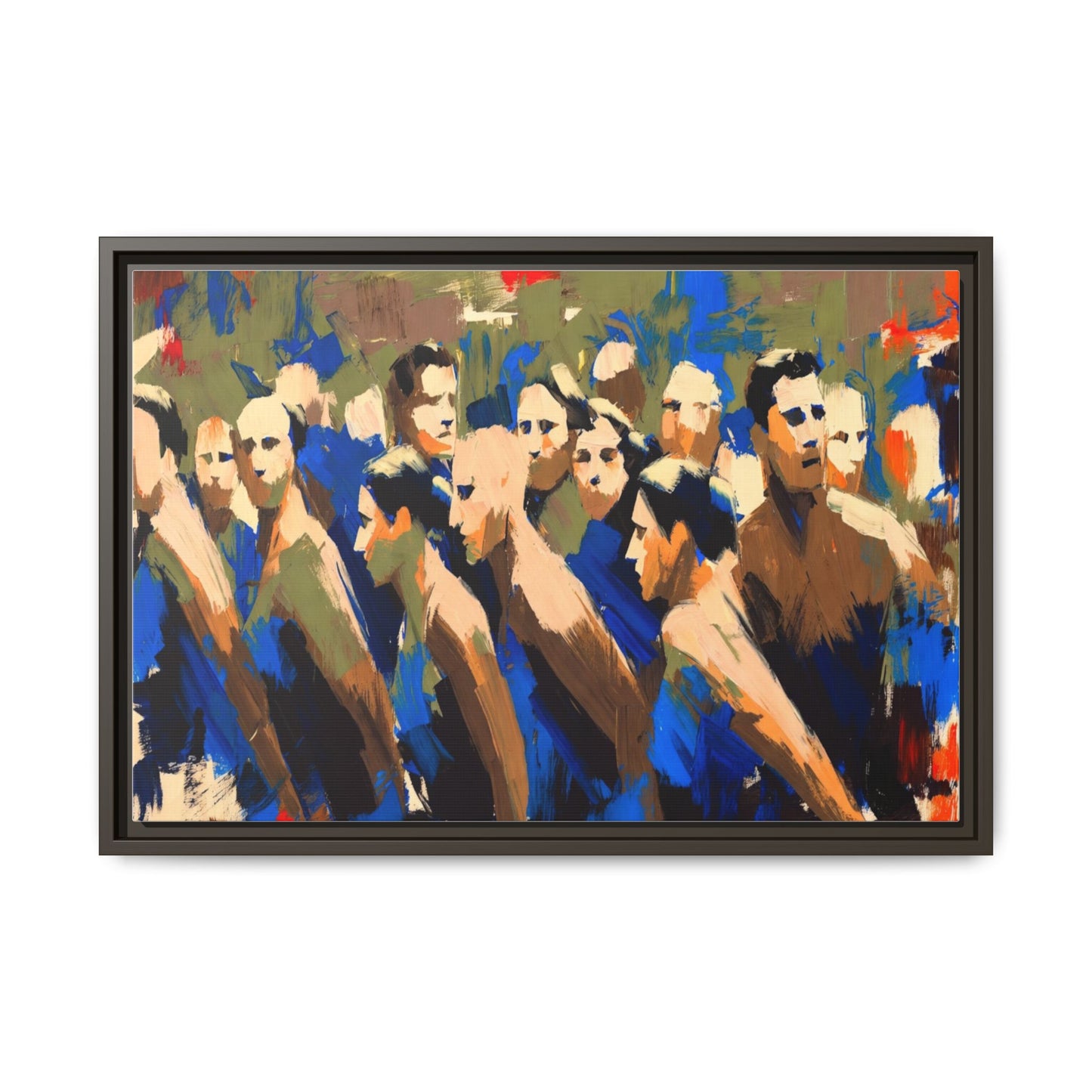 Abstract Crowd Matte Canvas Print — Framed Multi-Color Wall Art