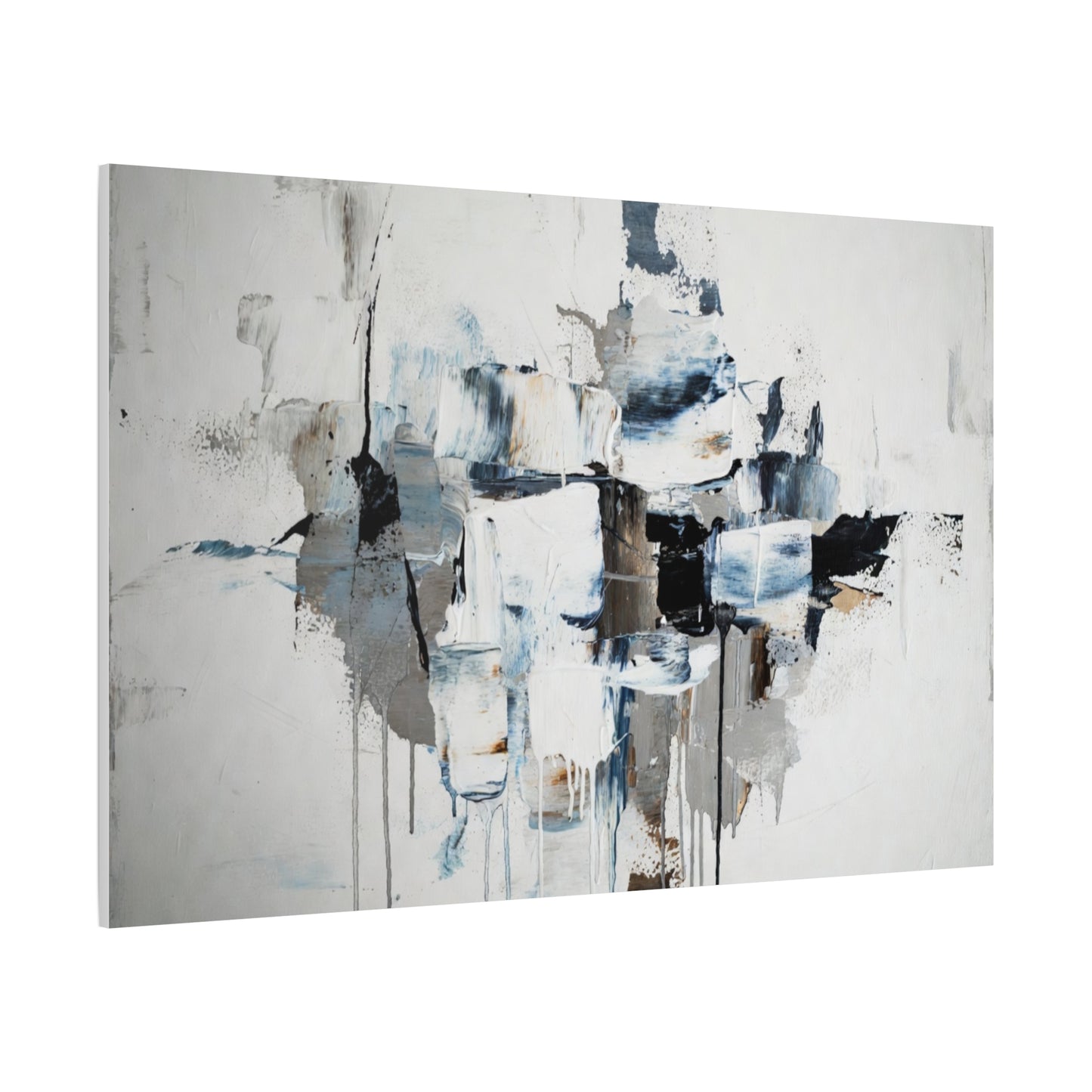 Abstract Blue & Gray Canvas Wall Art — Stretched Matte Canvas