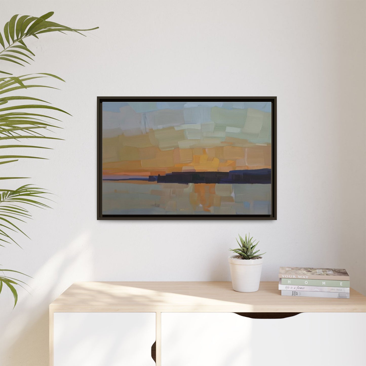 Framed Matte Canvas Sunset Abstract Landscape Art Print