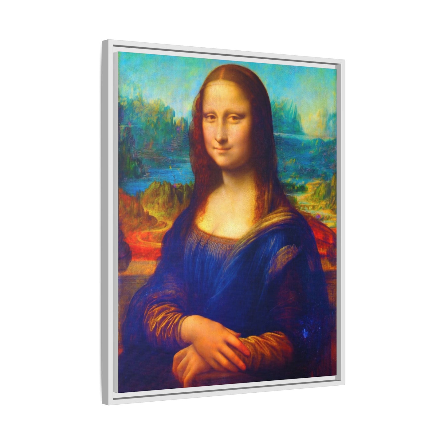 Framed Matte Canvas Print — Colorful Mona Lisa Wall Art