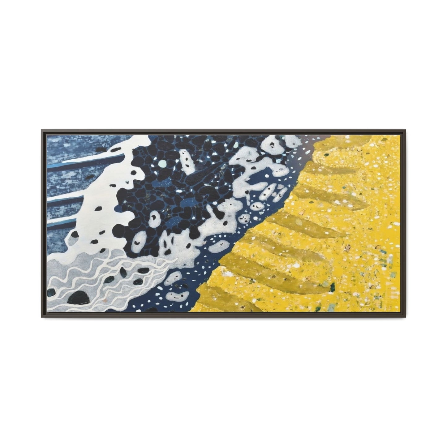 Framed Abstract Ocean & Sand Matte Canvas Print