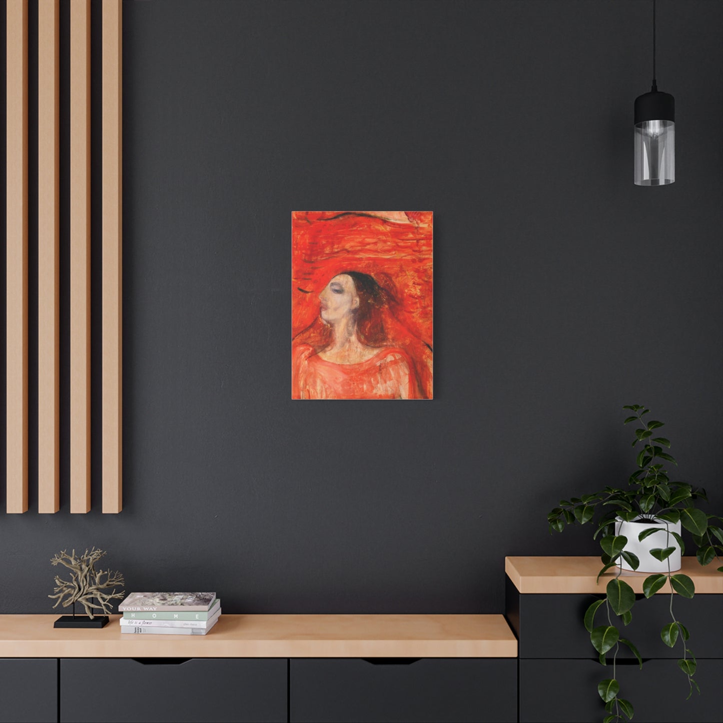 Woman's Head against a Red Background by Edvard Munch Matte Canvas Wall Art