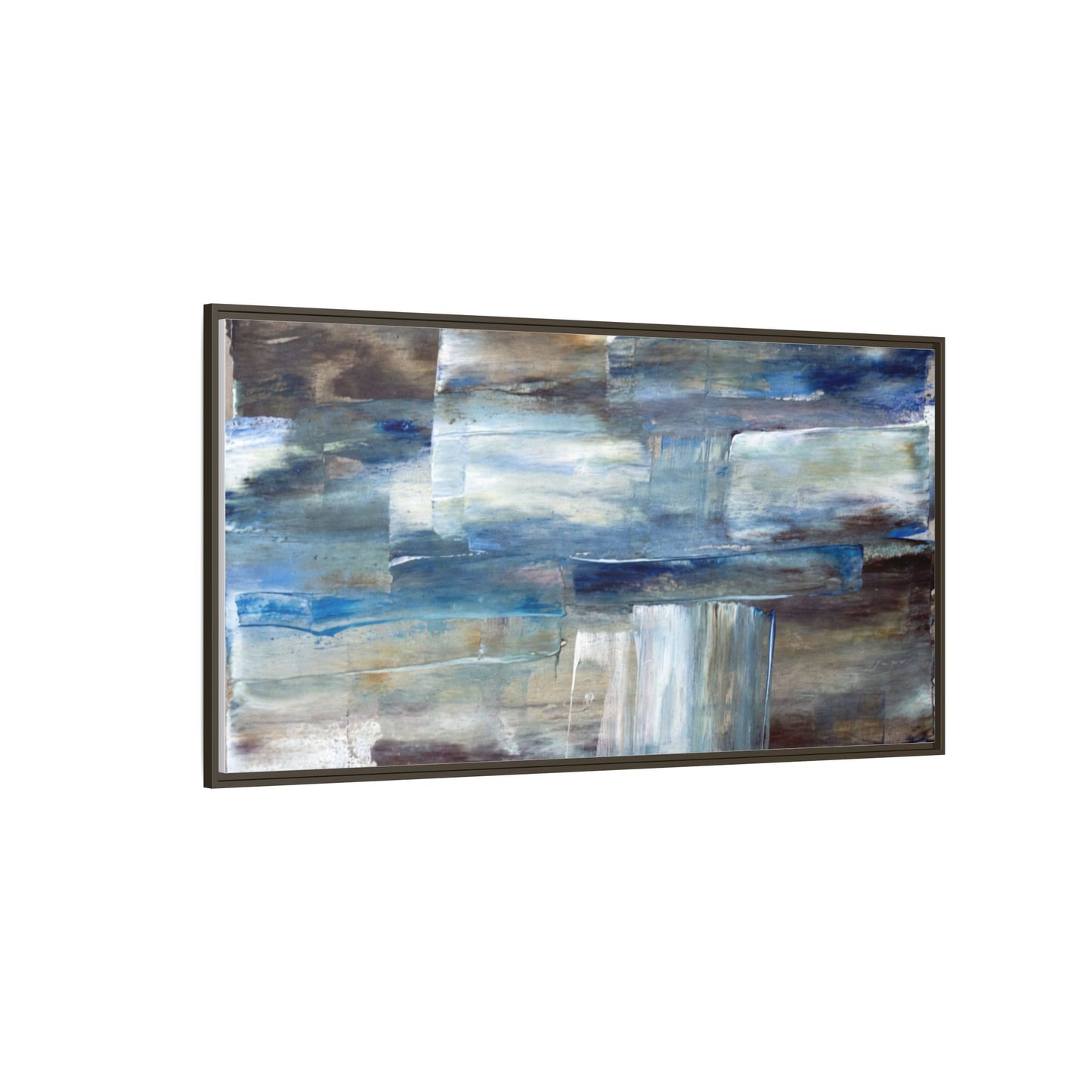 Abstract Blue Coastal Matte Canvas Framed Wall Art