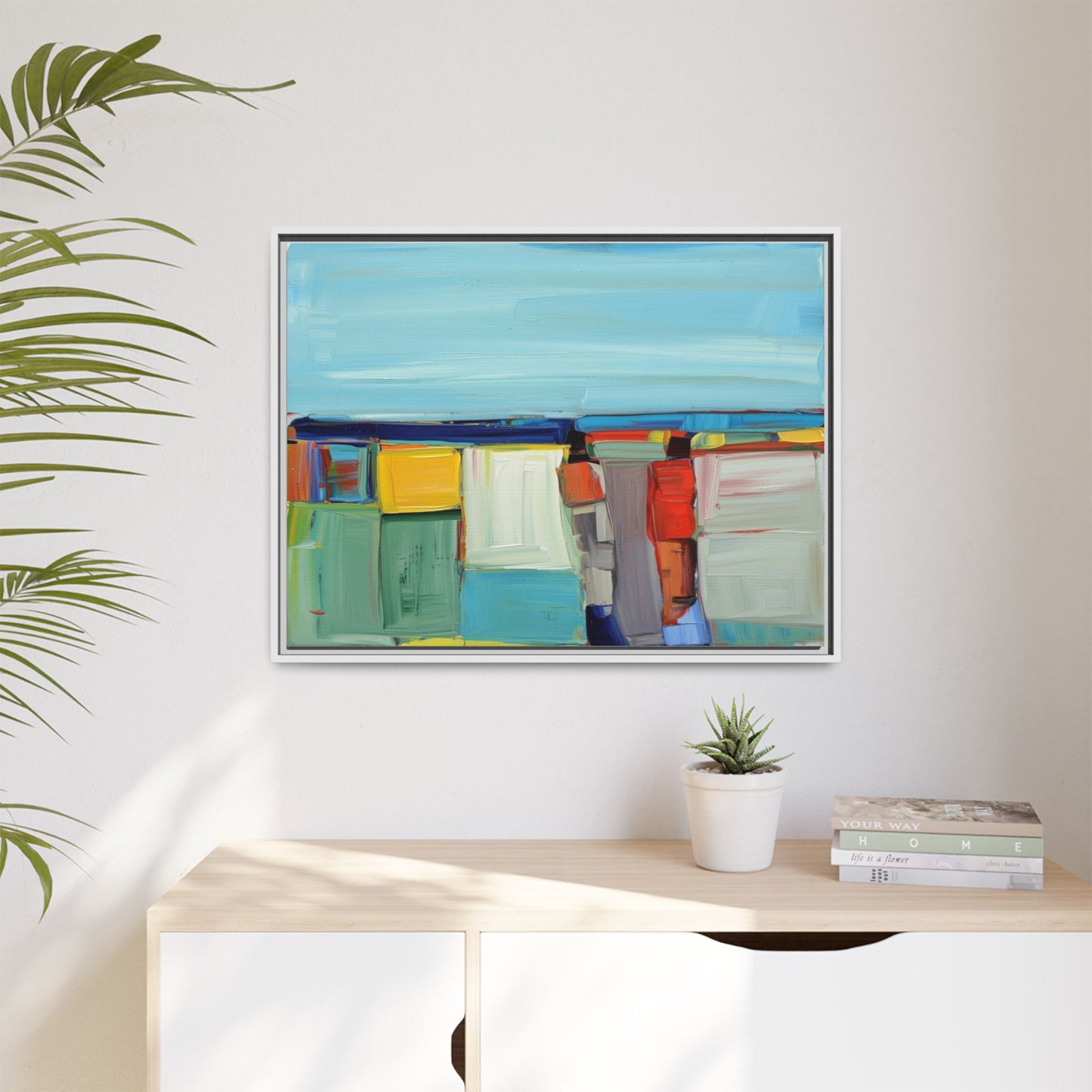 Abstract Coastal Blocks Matte Canvas Print (Framed)