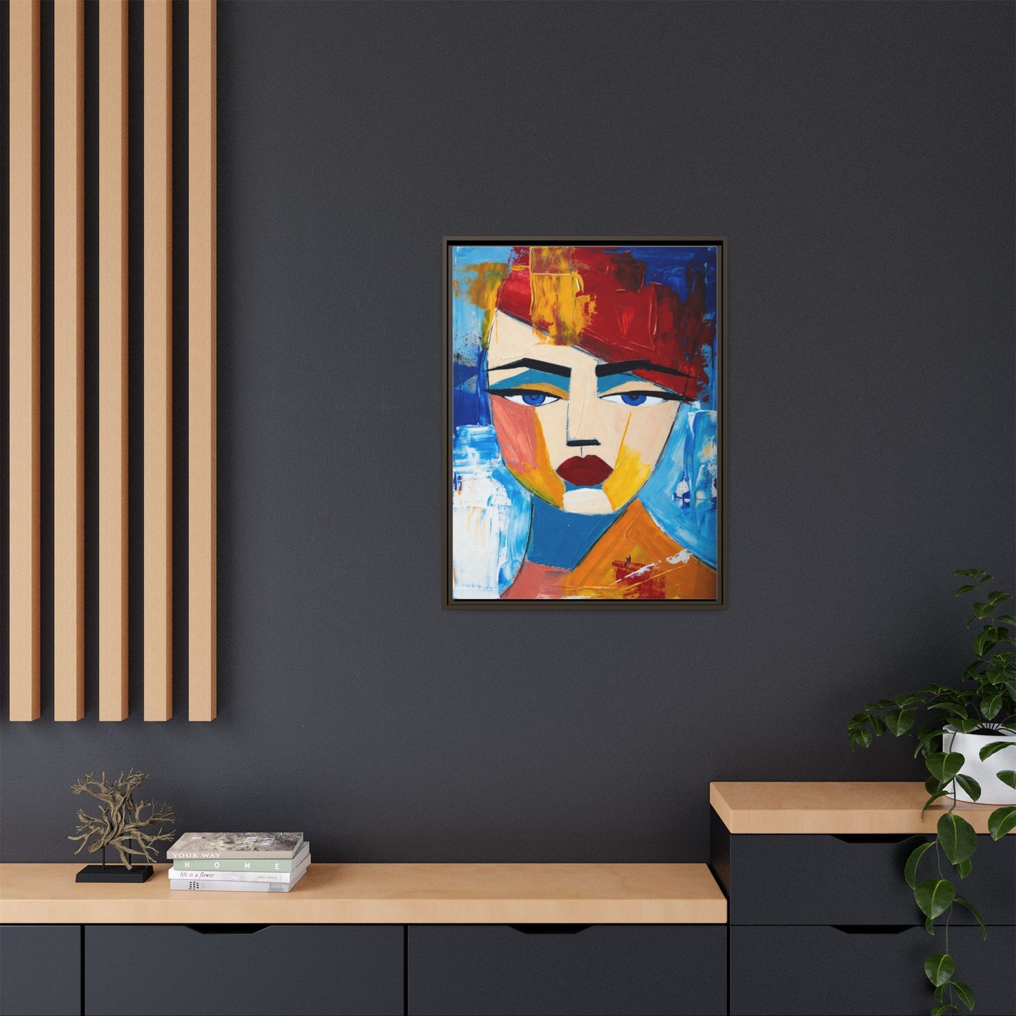 Abstract Colorful Portrait Framed Canvas Art