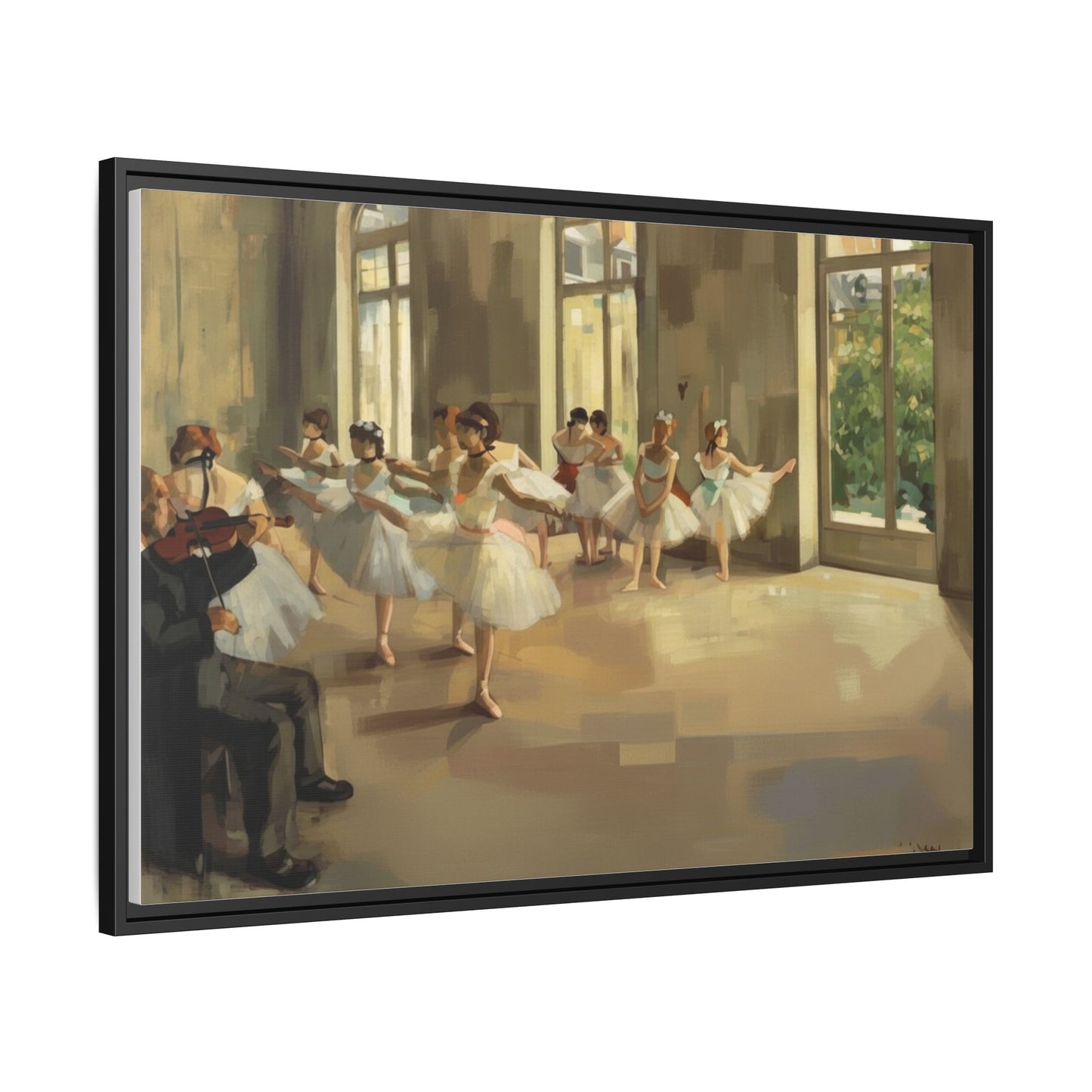 Framed Matte Canvas Print — Ballet Class Scene (Impressionist Dancers)