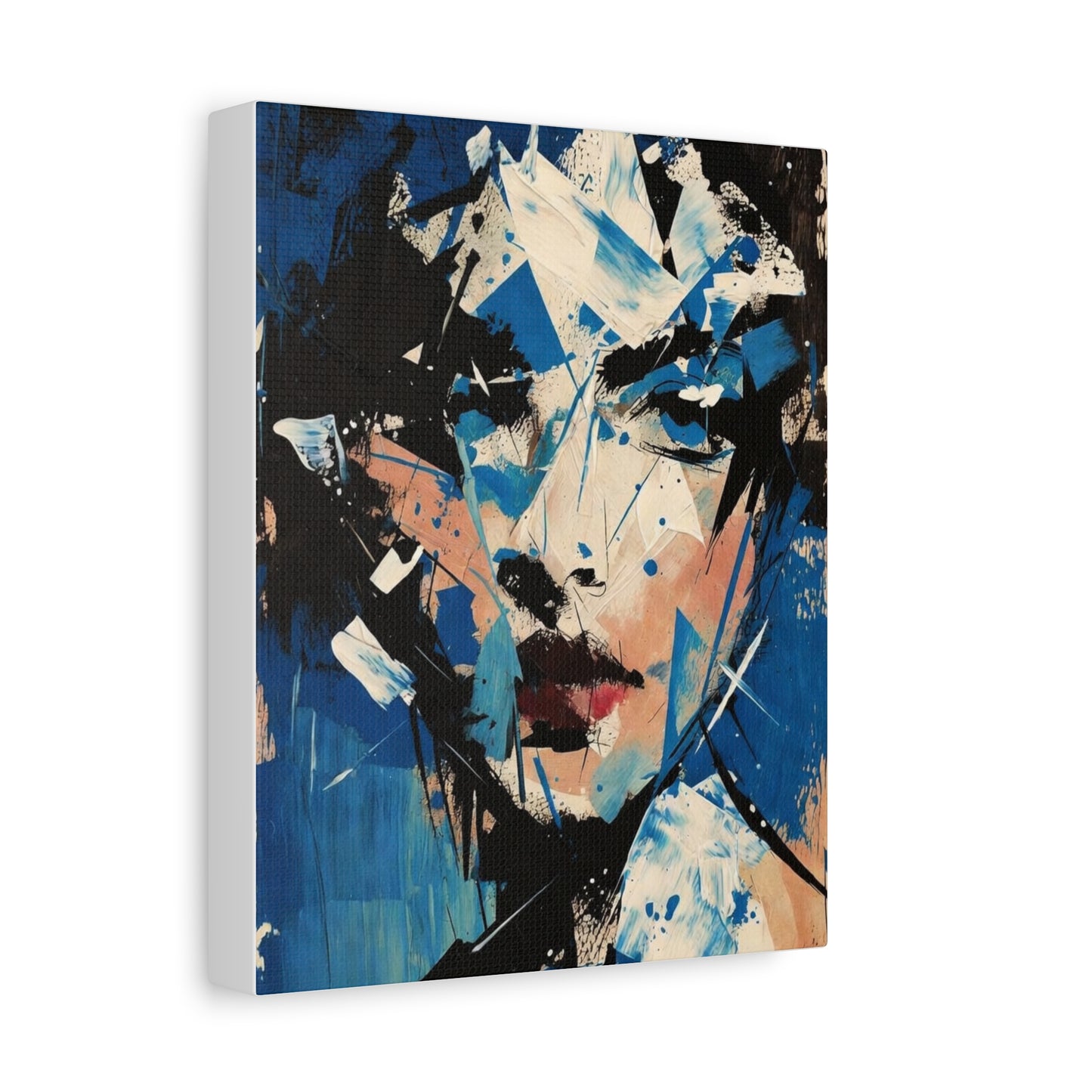 Abstract Blue Portrait Canvas Print — Modern Stretched Wall Art