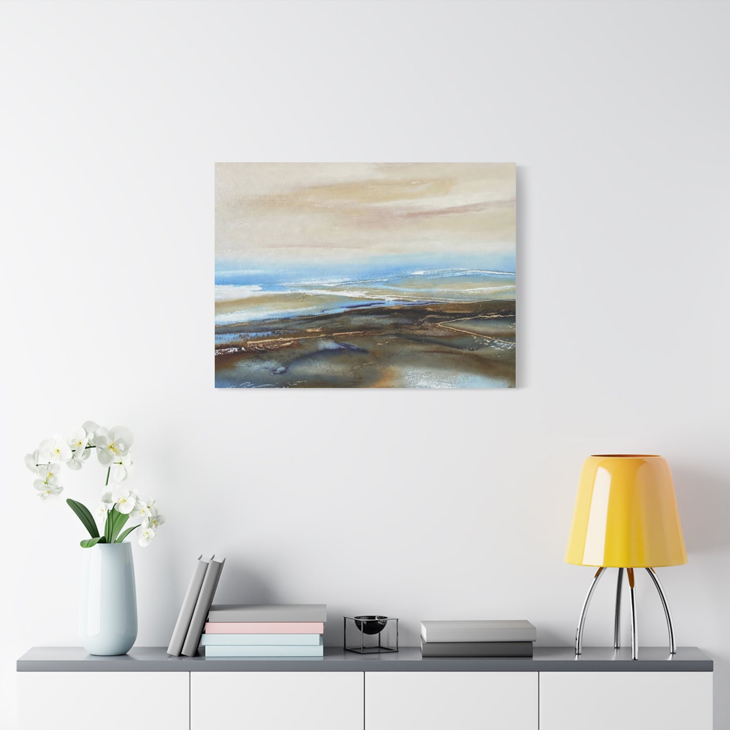 Coastal Abstract Matte Canvas Wall Art — Serene Ocean Horizon Stretch