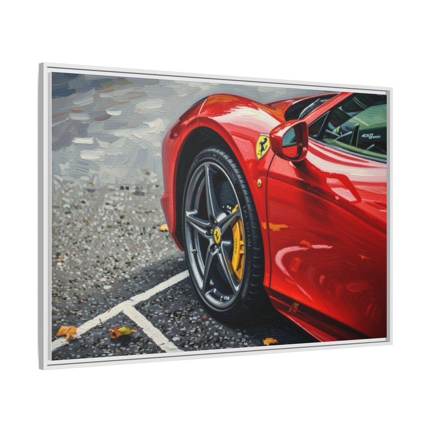 Framed Matte Canvas: Red Sports Car Close-Up Art Print