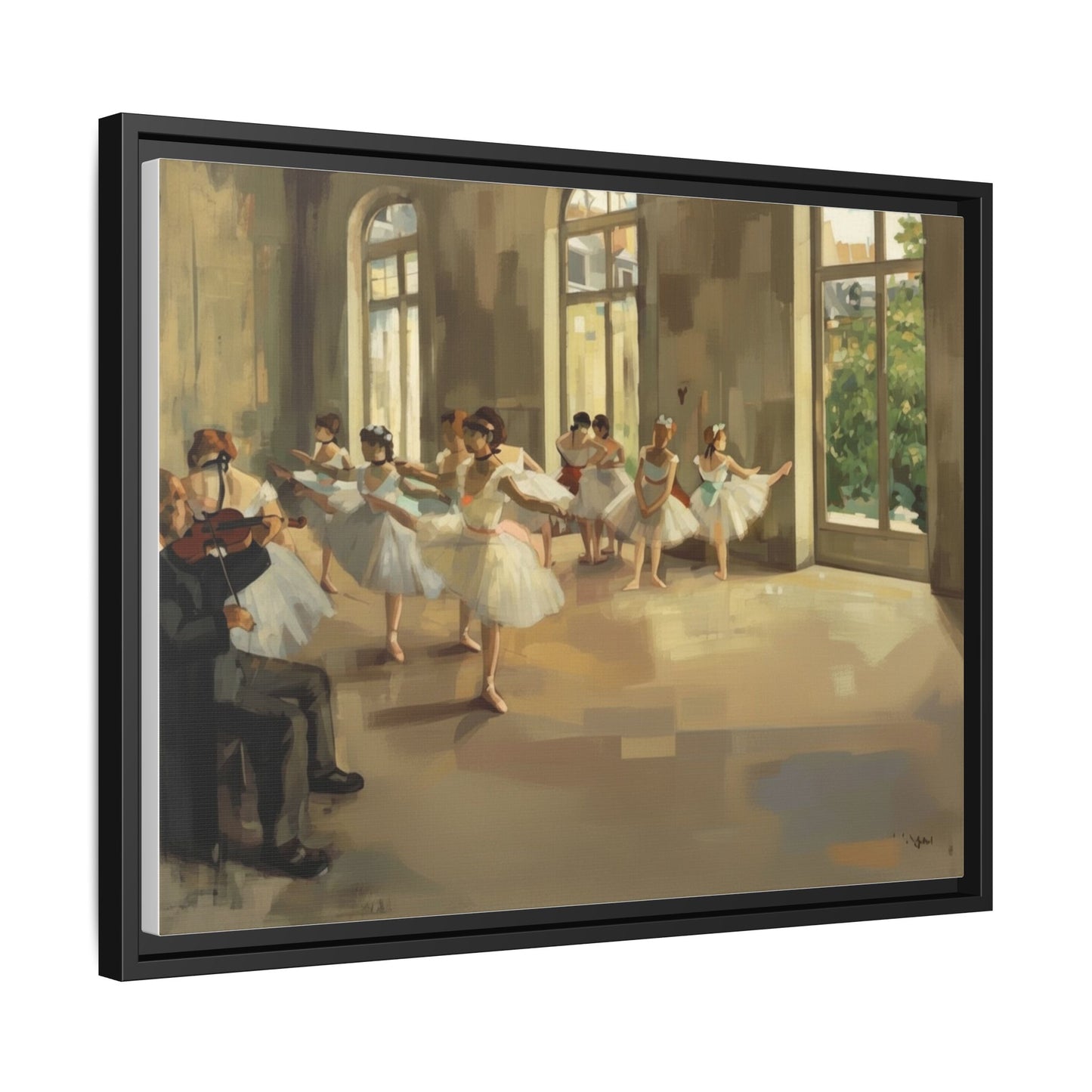 Framed Matte Canvas Print — Ballet Class Scene (Impressionist Dancers)