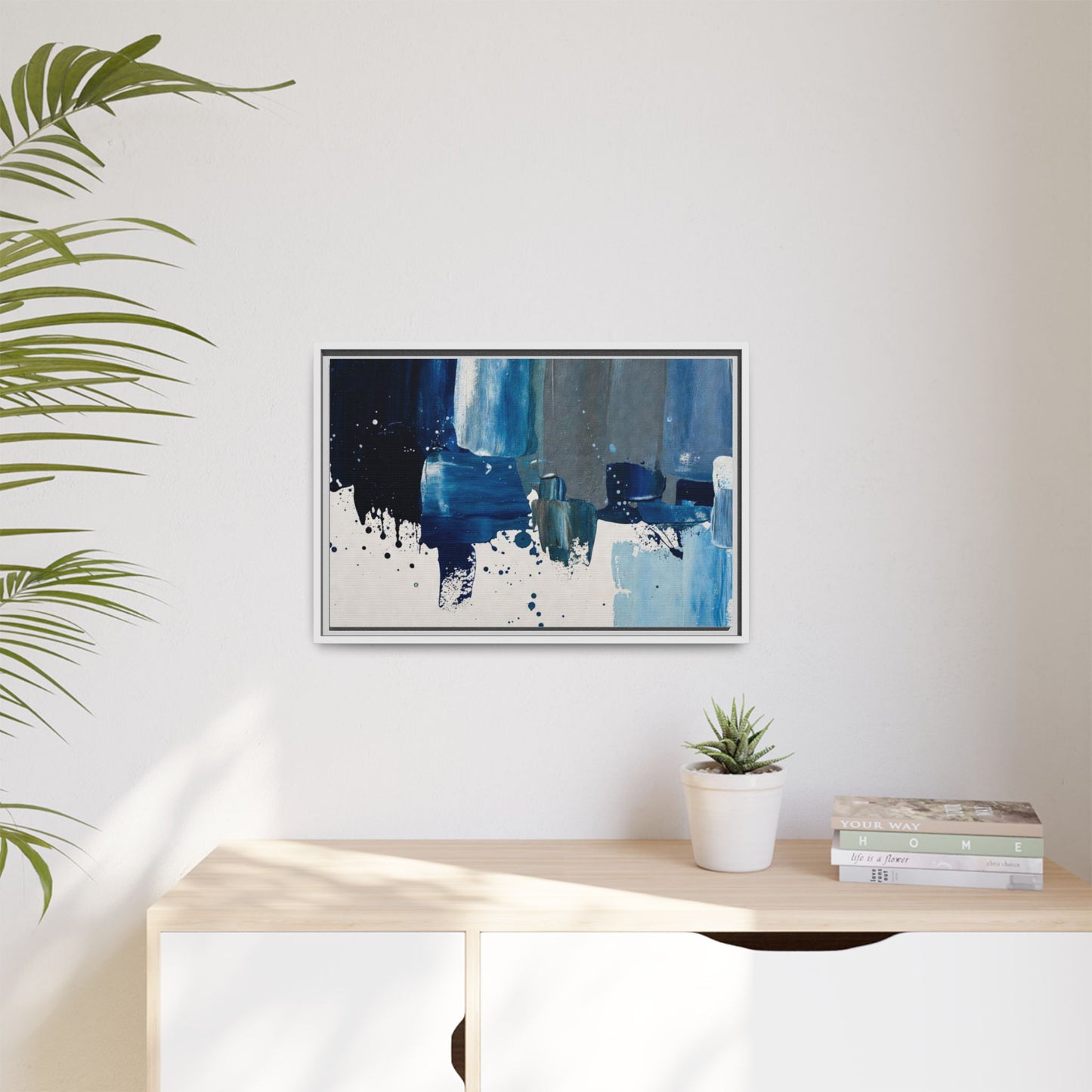 Abstract Blue Ocean Matte Canvas Framed Wall Art