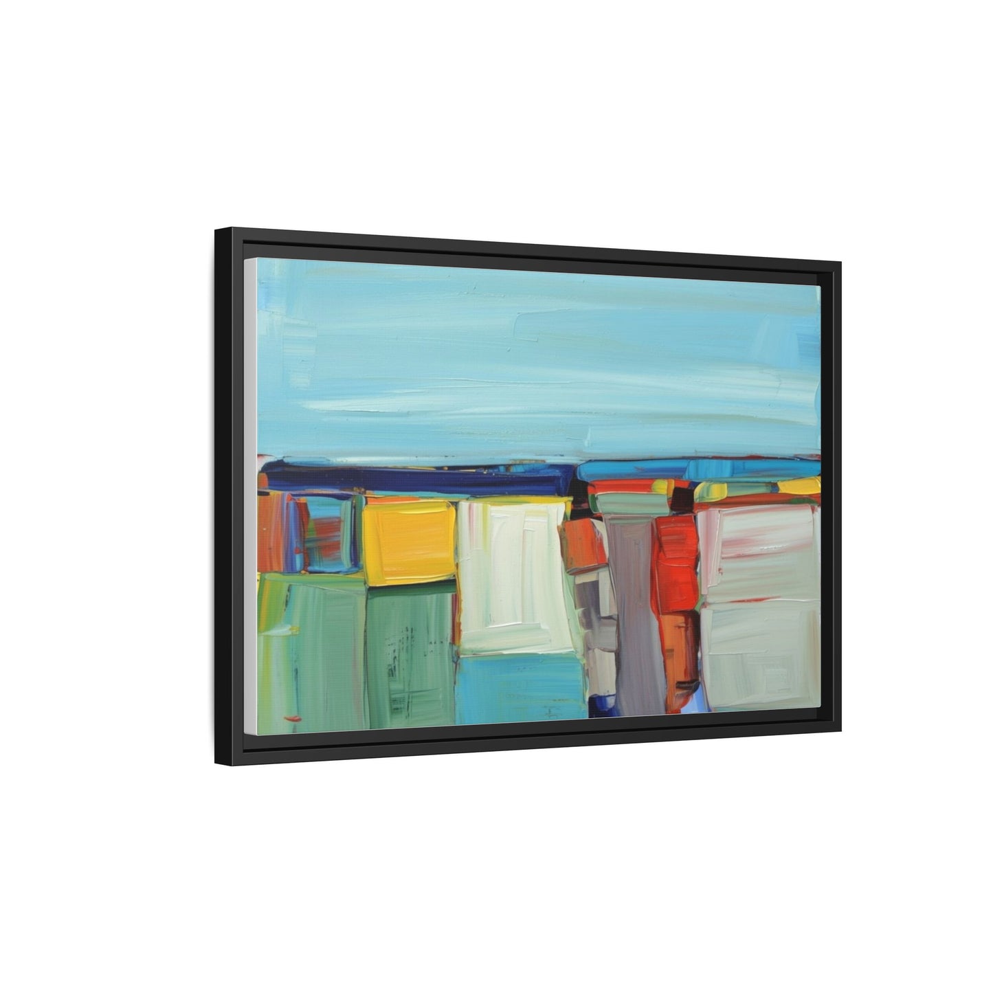 Abstract Coastal Blocks Matte Canvas Print (Framed)