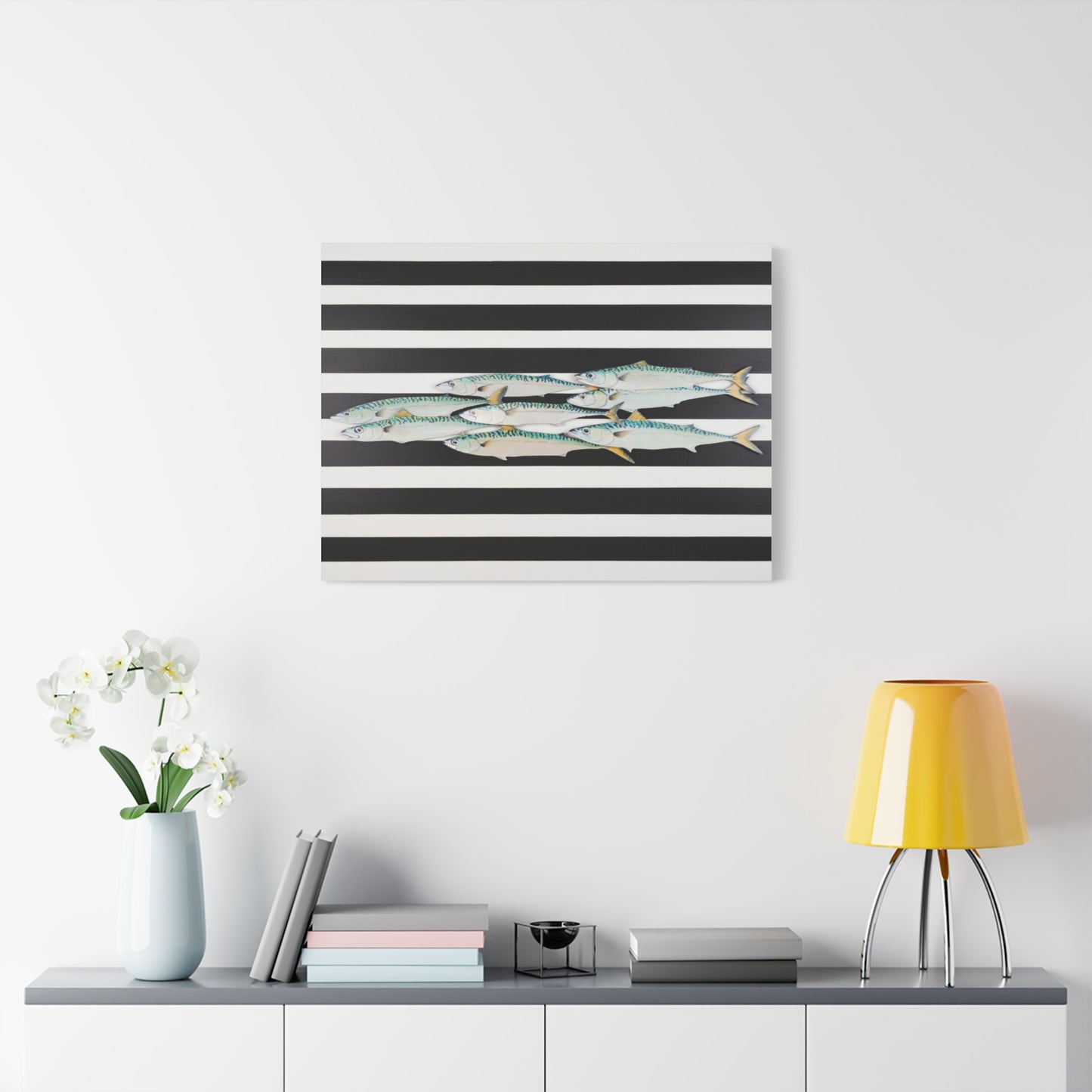 Striped Mackerel School Matte Canvas Print