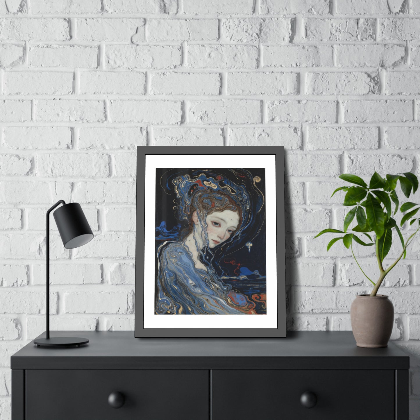 Framed Art Print — Dreamy Blue Portrait Poster