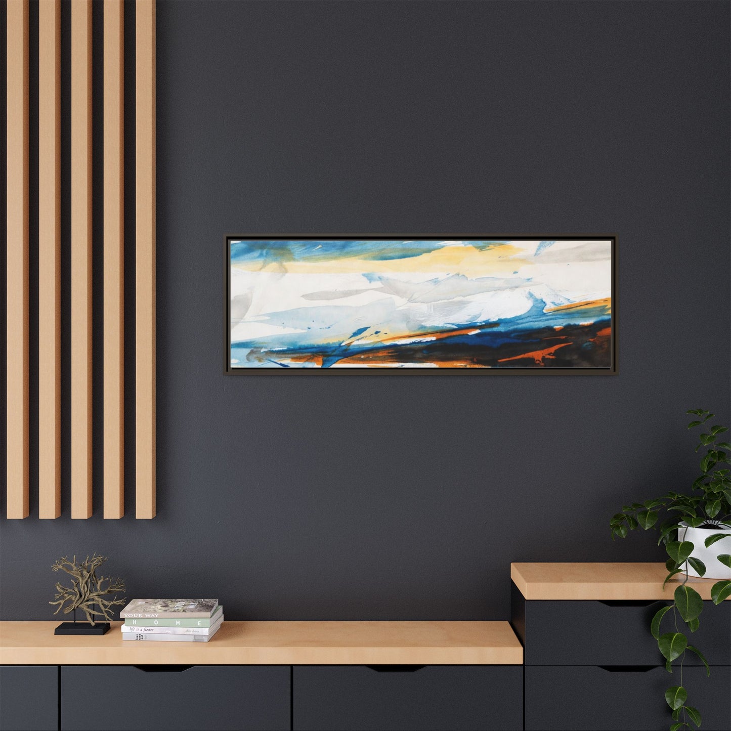 Abstract Coastal Waves Matte Canvas Framed Wall Art
