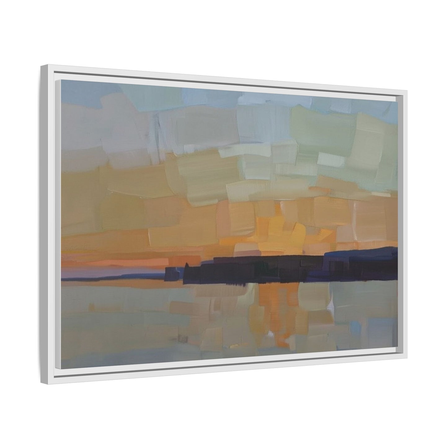 Framed Matte Canvas Sunset Abstract Landscape Art Print