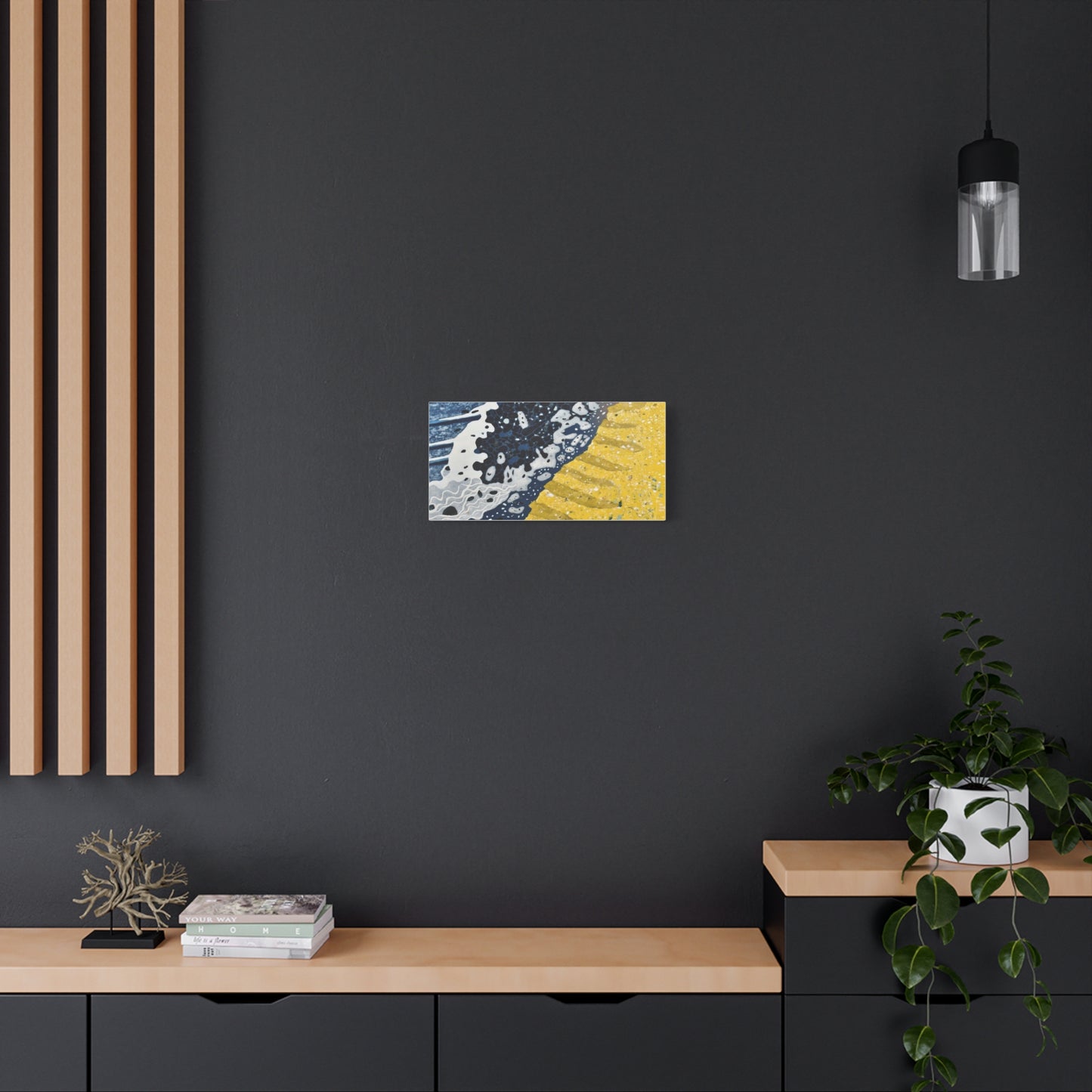 Abstract Blue & Yellow Fluid Art Canvas Print — Matte Stretched Wall Art